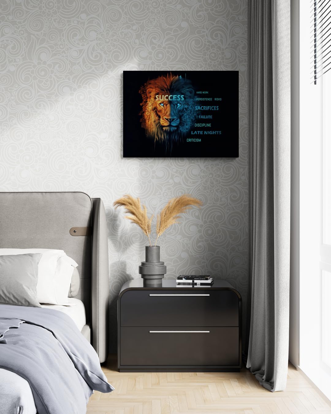 GoForArt Dream Big Motivational Canvas Wall Art, Inspirational Famous Quote Bedroom Living Room Decor, Positive Modern Landscape Mountain Office Dorm Room Poster Print (Success lion01, 18''x24'')