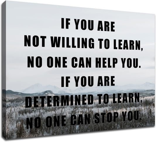 If You Are Not Willing to Learn inspirational Canvas Wall Art Prints Success Painting Art Positive Motto Office Quotes Picture Print for Modern Home Bedroom Wall Decor Wooden Framed [36''Wx 24''H]
