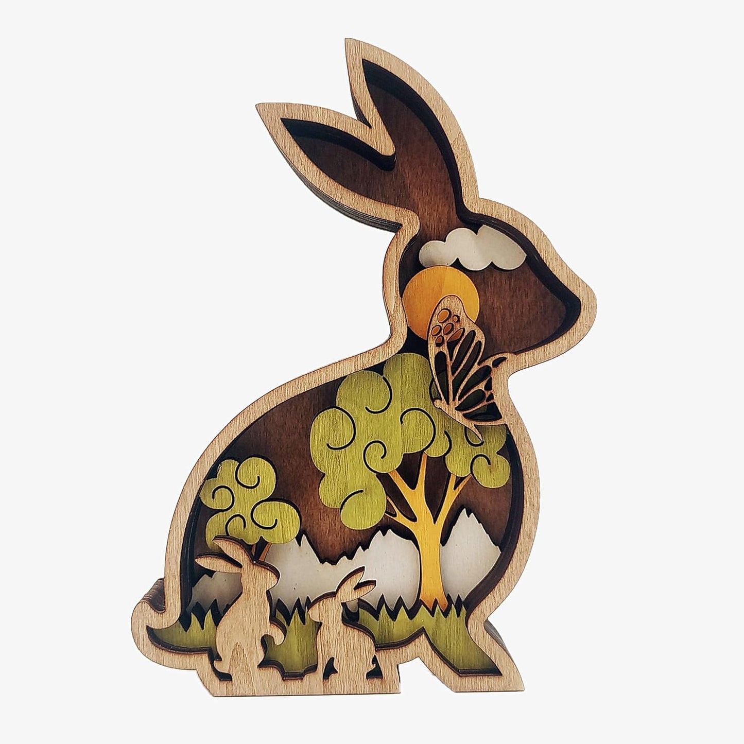 Forest AnimalDesk Art Decor Wooden Farmhouse Table Decoration, Cabin Decor Nursery Decor Mountain Decor for Bedroom Living Room (Rabbit)