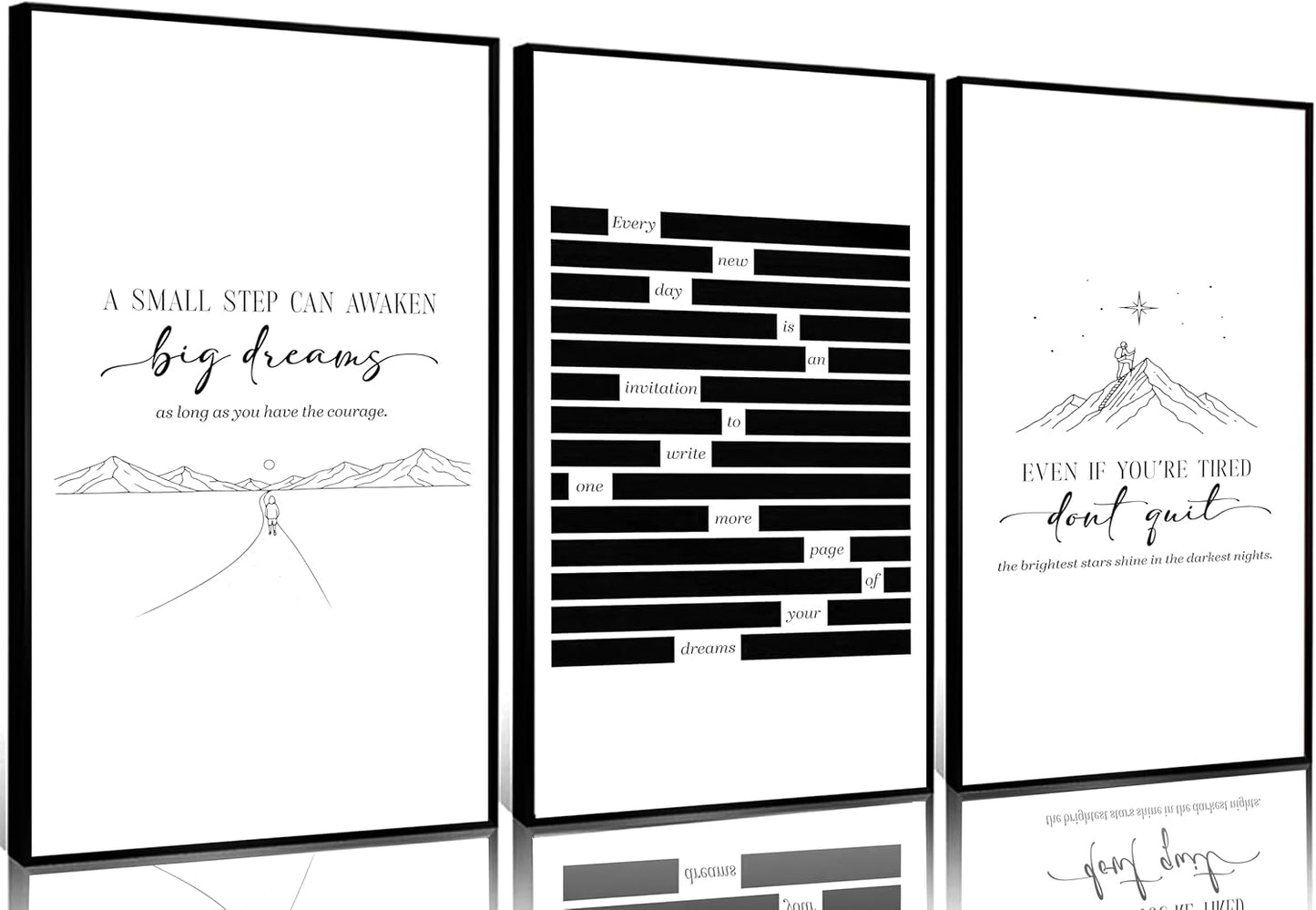 Inspirational Minimalist black white Wall Art Motivational Positive Dreams Painting Picture Wall Decor Encouraging Quotes Poster Print Artwork for Living Room Office Home Decoration Unframed