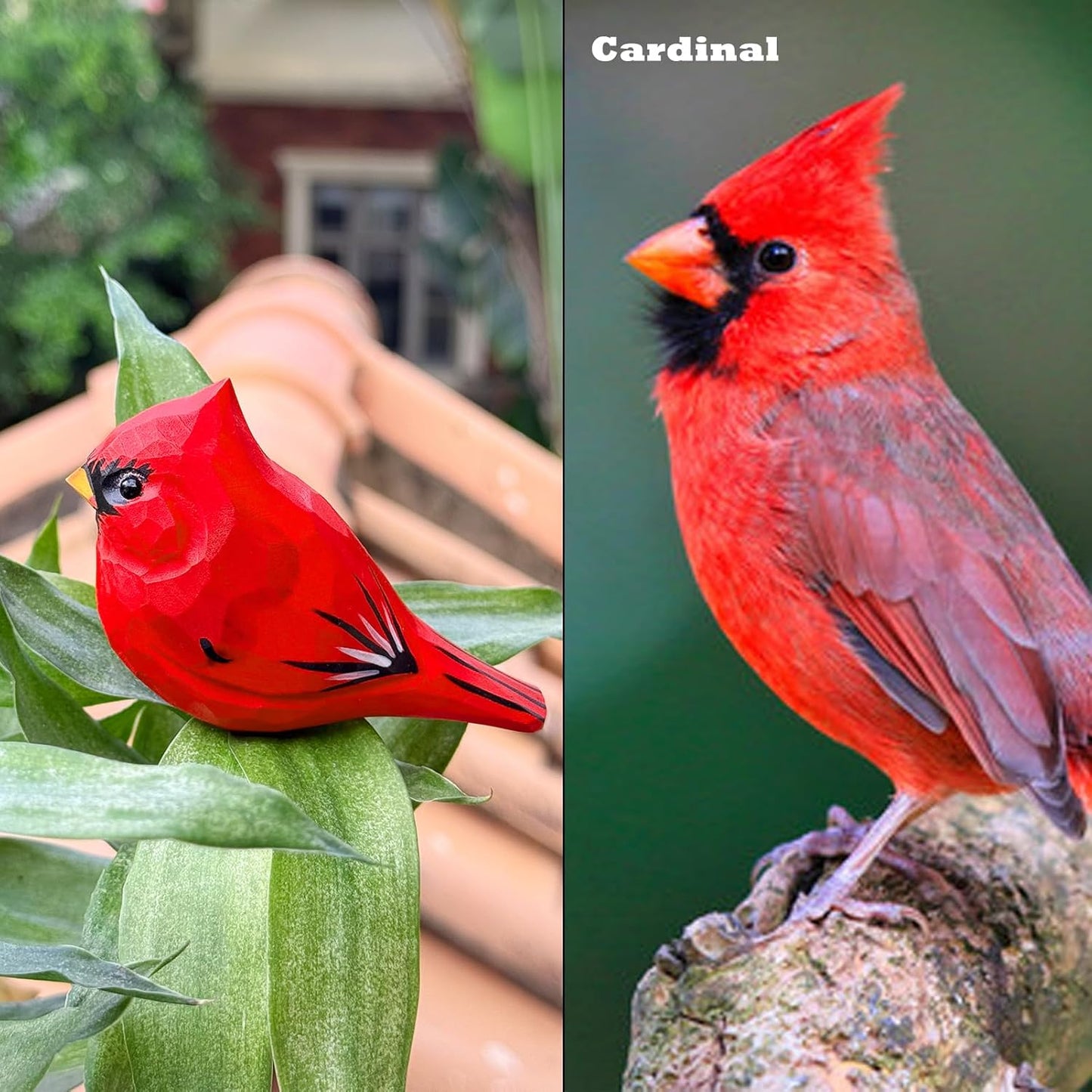 LWINGFLYER Wooden Cardinal Bird Figurines for Christmas Decoration, Artificial Bird Statue,Gift for Bird Lovers, Carved Small Animal Ornament Christmas Home Decor