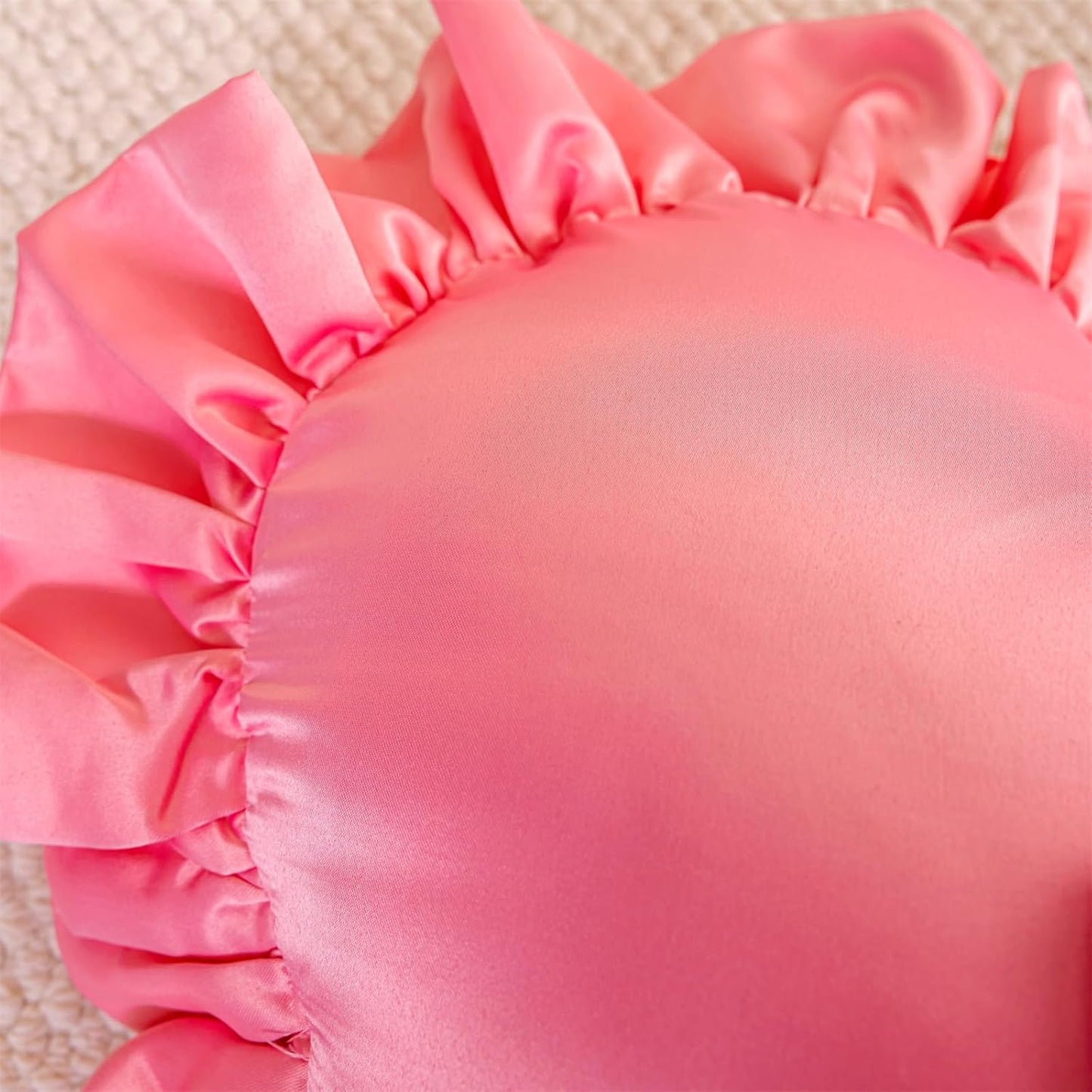 Heart Pillows, Cute Soft Room Decor Ruffled with Bow Love Heart Shape Throw Pillows Sofa Cushion Pillow for Living Room Bed Chair Car Decoration, Pink