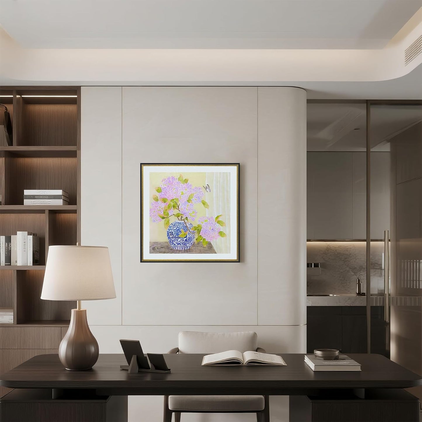 crmotu Hydrangea Wall Art, Flower Pictures Wall Decor, Framed Wall Art, Still Life Vase Kitchen Wall Decor, Floral Rusitc Pictures for Living Room Bedroom Dining Room Square Canvas Prints 27X27 Inch