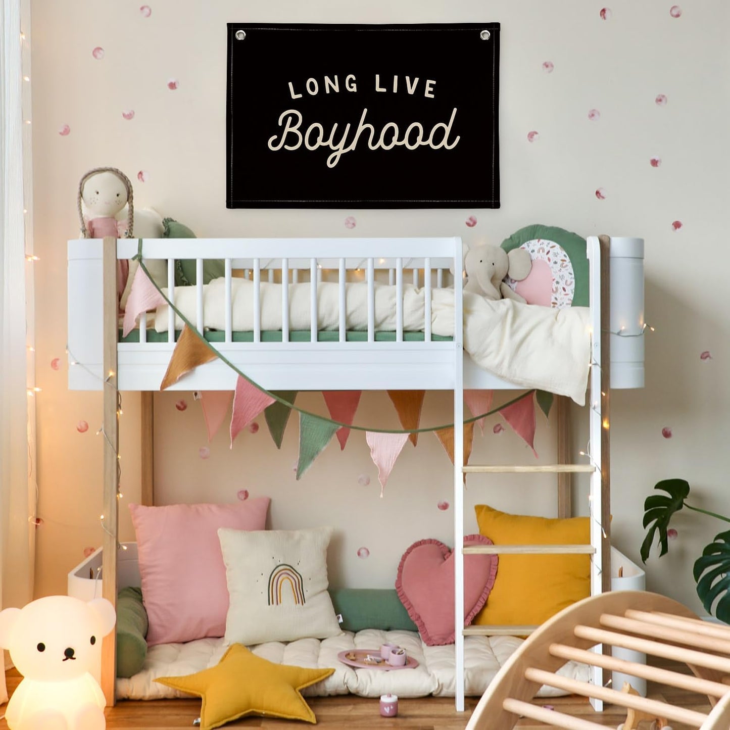 Long Live Boyhood Banner Boy Room Decor, Black Banner Flag Nursery Playroom Wall Decor for Bedroom Living Room Dorm Toddler Decorations Teen Boy Room Decor for kid banner Wall Hanging Linen Flag 30x20