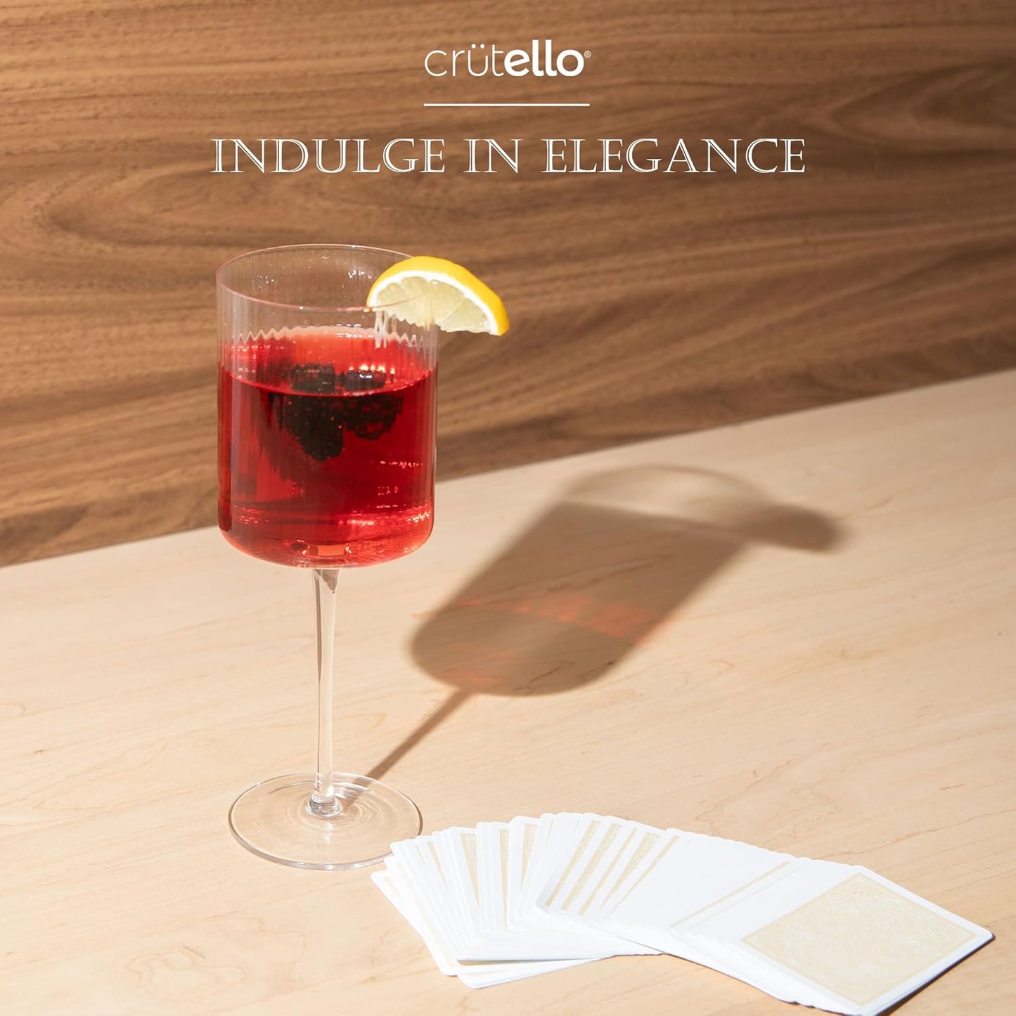 Crutello Square Wine Glasses Set of 4-17.5 oz Unique Fluted Vintage Glasses with Ribbed Texture and Long Stem - Large Modern Red or Fancy White Wine Glass Set, All Purpose