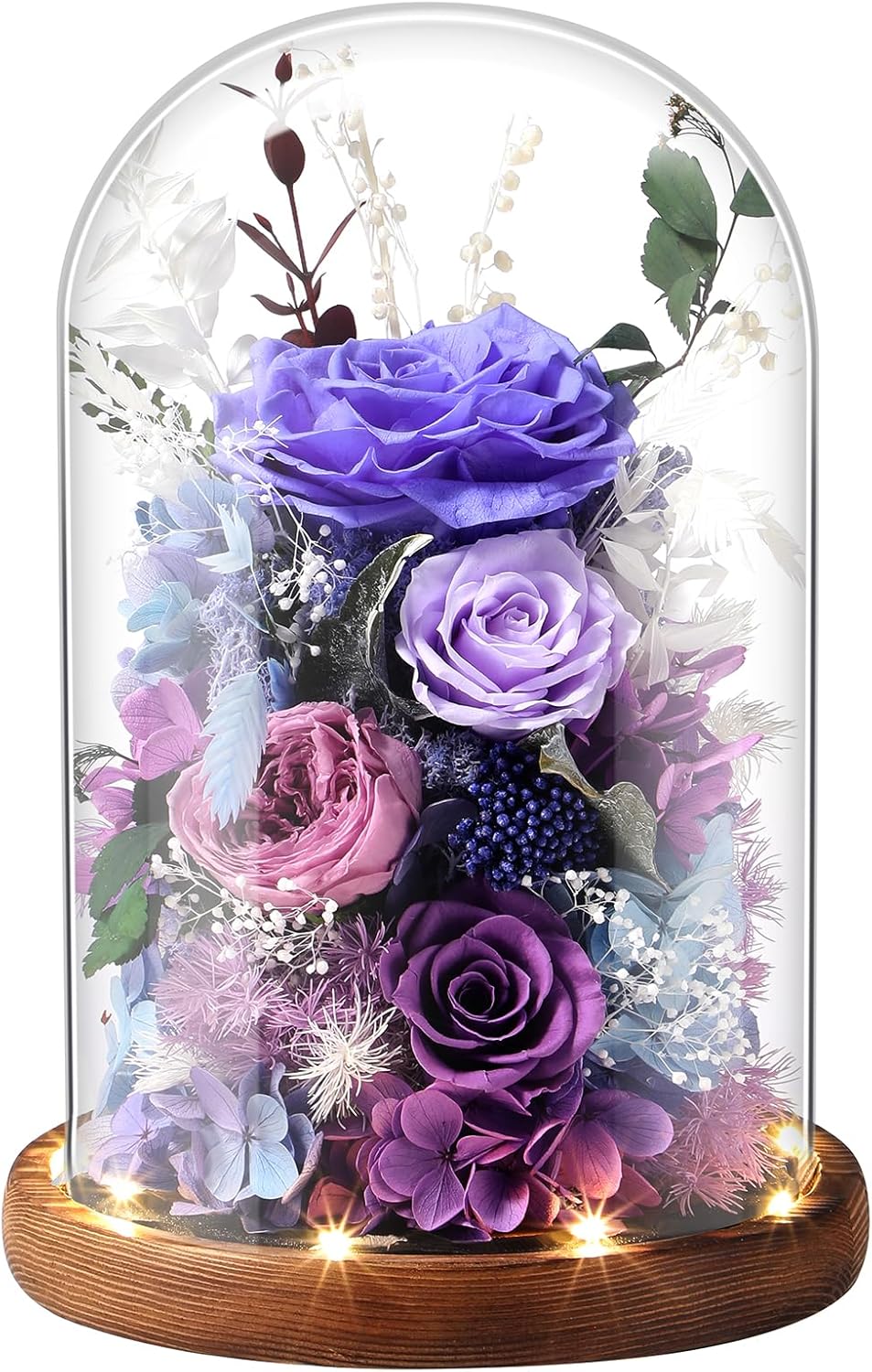 Eternal Rose Lilac Purple Flower Preserved Long Lasting Stable Color Natural Material Symbol of Everlasting Love for Wife Mothers Select Anniversary Rose Gift Birthday Present
