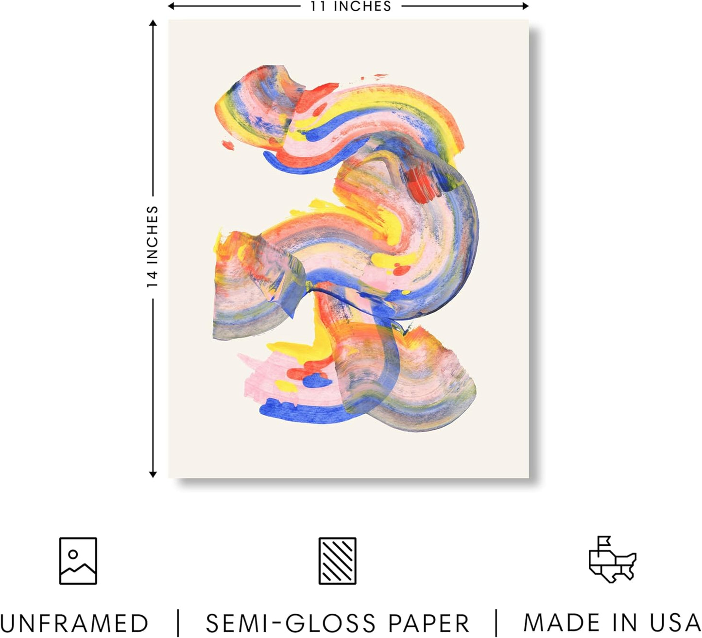 HAUS AND HUES Colorful Abstract Wall Art - Minimalist Retro Picture for Living Room Decor, Red and Pink Modern Wall Art Painting (Abstract Watercolor Swirls, Unframed, 11x14)