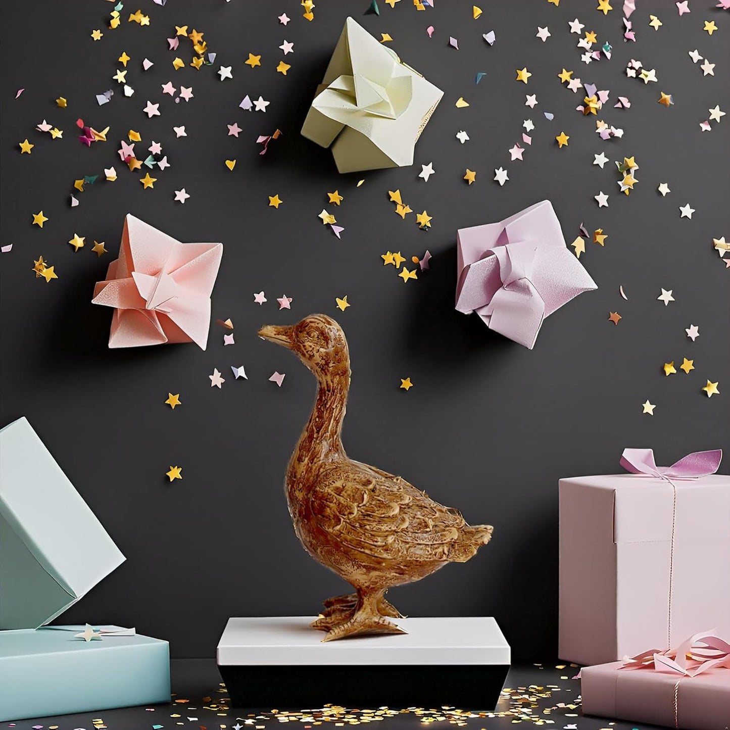 Hymmah Duck Home Decor Statue Rustic Home Decorations for Living Room, Boho Sculpture Resin Animal Collectible Figurines for Indoor Decor