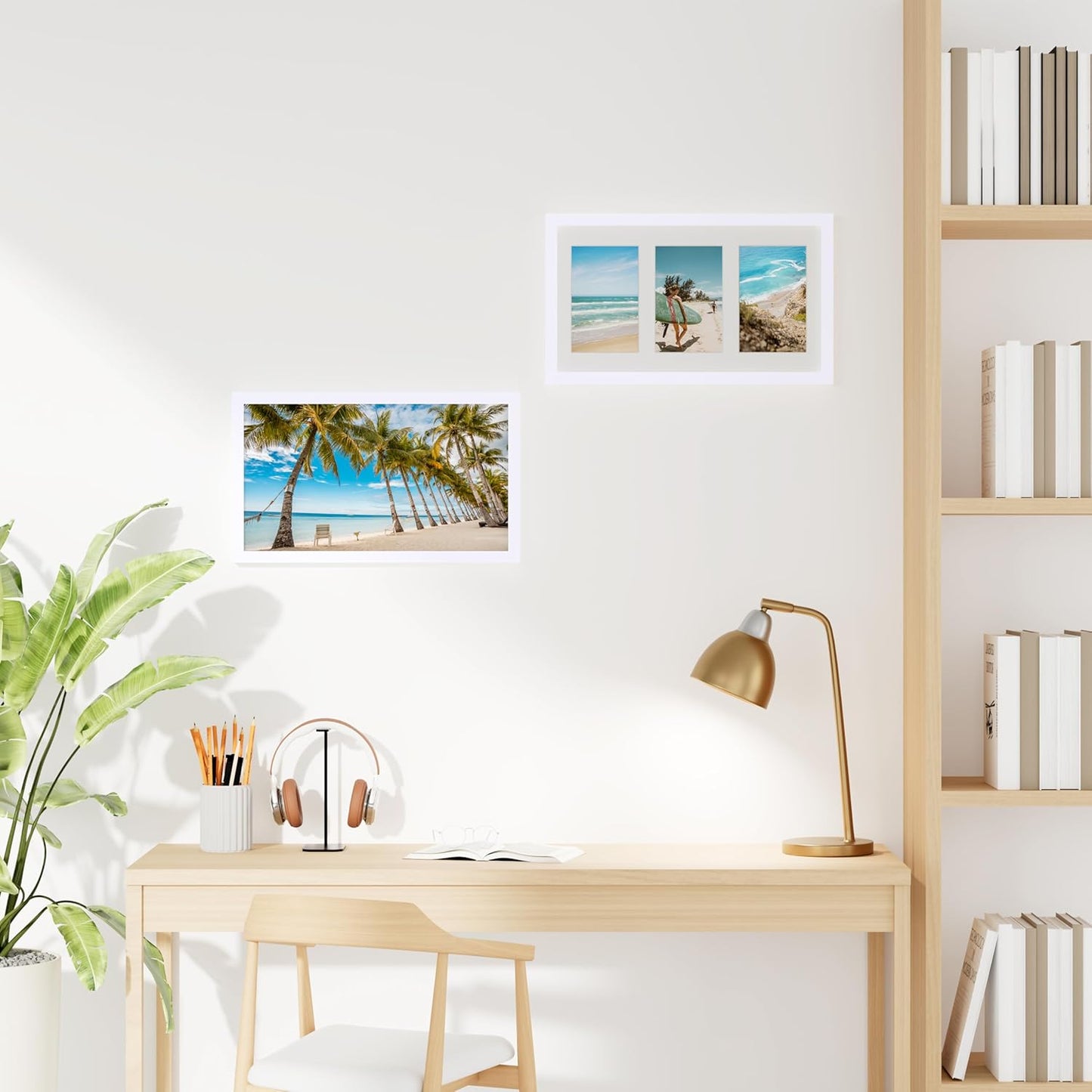 decorUhome 8x14 Picture Frames Collage Wall Decor, Display 3Pcs 4x6 Photos with Mat or 1Pcs 8x14 Unmatted, 3 4x6 Collage Picture Frames for Wall Mounting, White