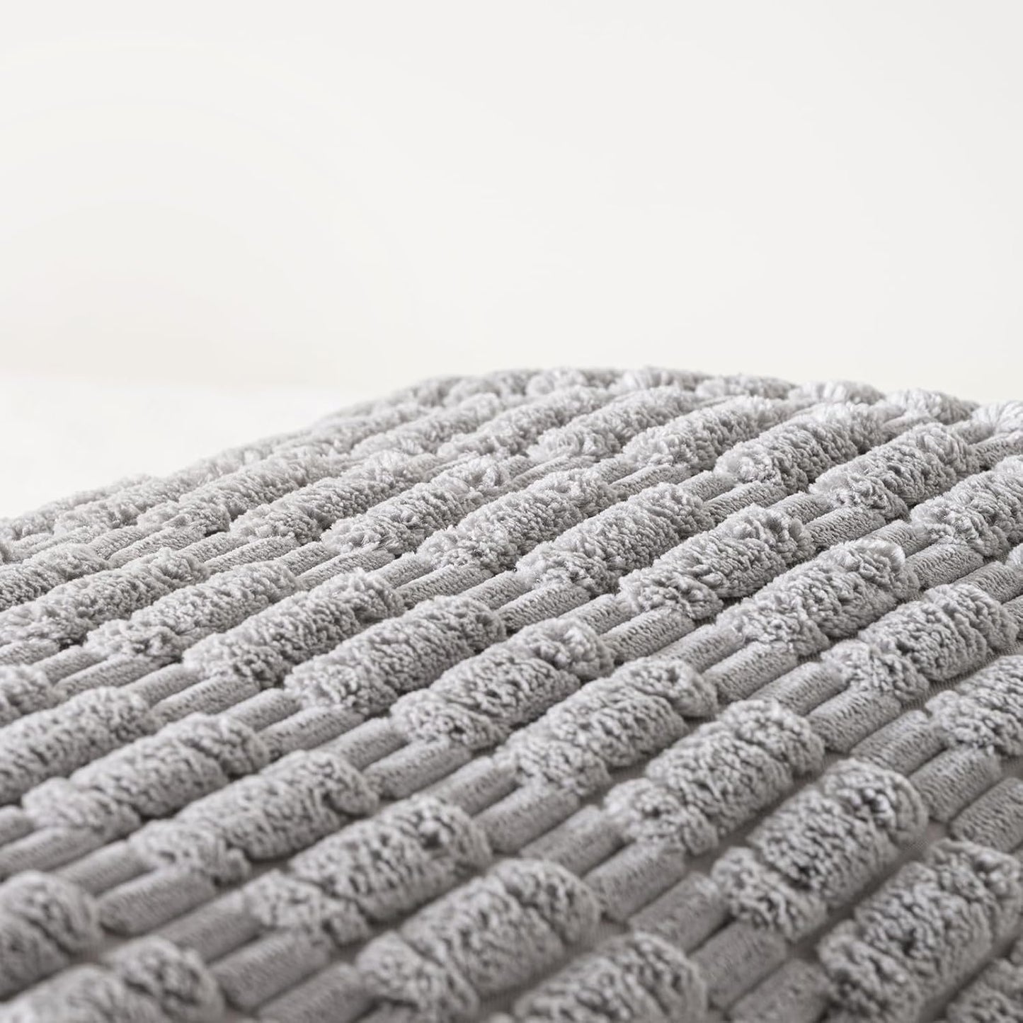 Fancy Homi Gray Long Lumbar Farmhouse Decorative Throw Pillow Covers 14x36 Inch for Bed Couch Bed Sofa, Rustic Boho Room Decor, Soft Striped Corduroy Rectangle Cushion Case 35x91 cm