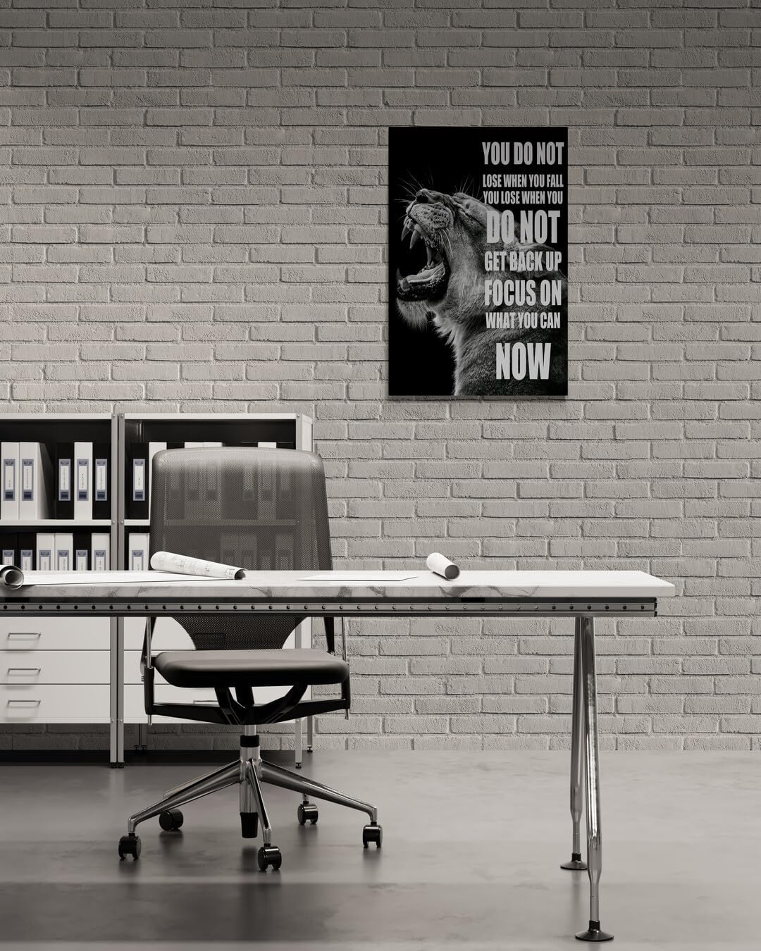 GoForArt Inspirational Canvas Wall Art, Motivational Animal Success Words Motto Office Bedroom Poster Print, Modern Lion Positive Dorm Room Wall Decor 12x18in