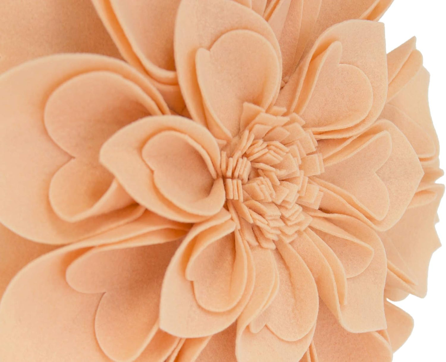 Fennco Styles Handmade 3D Heart-Shaped Petals Flower Decorative Throw Pillow Cover Only - 13" Round Peach Floral Pillow Case for Couch, Home Décor and Holiday, Housewarming Gift