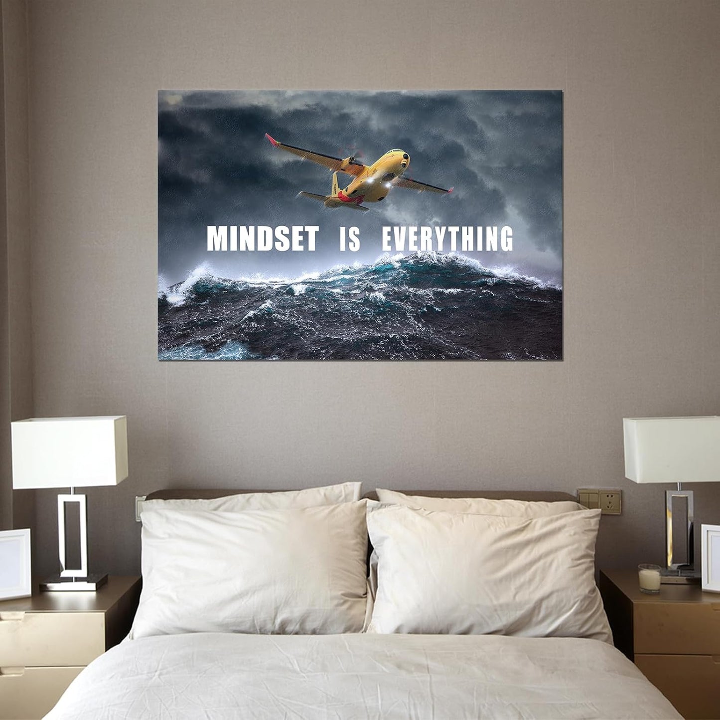 GoForArt Dream Big Motivational Canvas Wall Art, Inspirational Famous Quote Bedroom Living Room Decor, Positive Modern Landscape Mountain Office Dorm Room Poster Print (Airplane, 24.00" x 36.00")