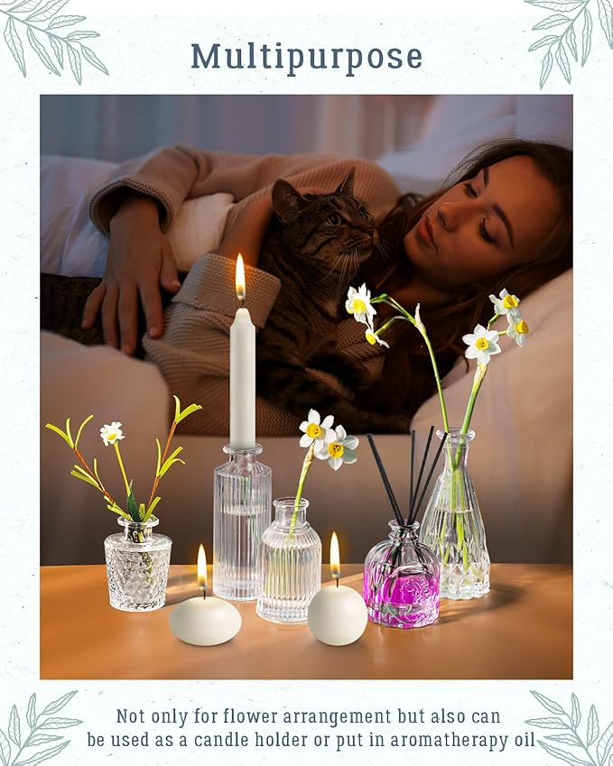 Yirilan Bud Vases Set of 20 PCS, Flower Vases for Table Centerpieces, Mini Vases for Single Stem Flowers, Glass Vases for Centerpieces, Wedding & Home Decor, Clear