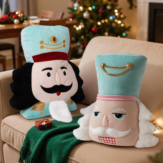 Lanpn Christmas Nutcracker Pillow Set of 2, Christmas Decoration Winter Throw Pillows Soft Cute 3D Shaped Nutcracker Throw Cushion for Sofa Living Room Bedroom Xmas Decor (Blue)