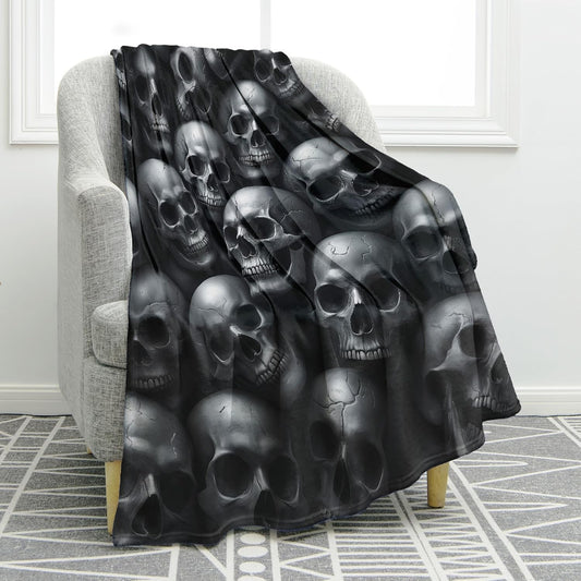 Jekeno Gothic Skull Blanket Gifts for Women Men Girls Boys Mom Wife Husband Dad Halloween Birthday Christmas Skeleton Horror Dark Presents Home Bedroom Living Room Bed Sofa Decor Throw 50"x60"