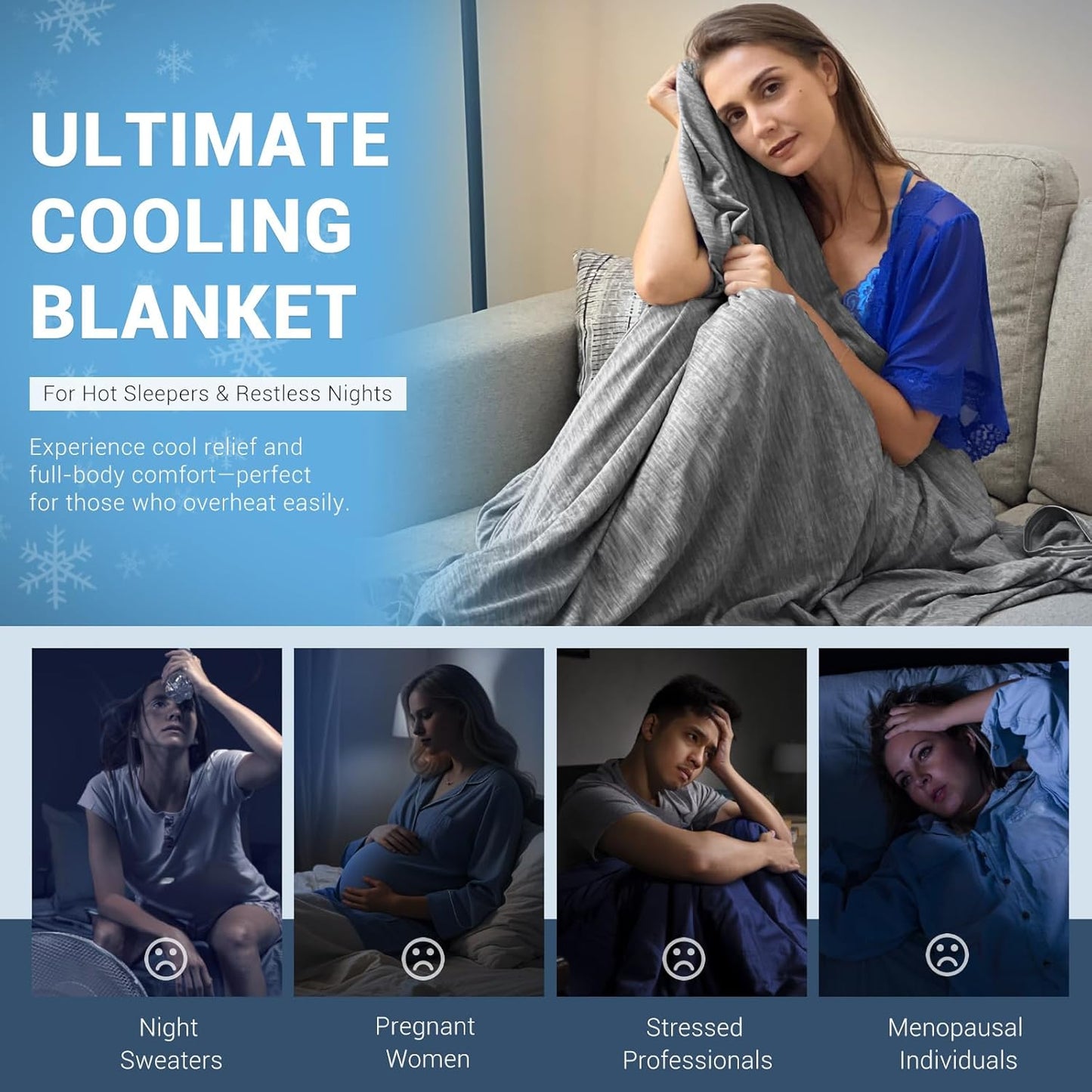 Elegear Revolutionary Cooling Blanket King, Absorbs Heat to Keep Body Cool for Night Sweats, Arc-Chill3.0 Cool Fiber Q-Max>0.5 for Hot Sleepers, Lightweight Summer Cold Blankets for Sleeping 90" x 90"