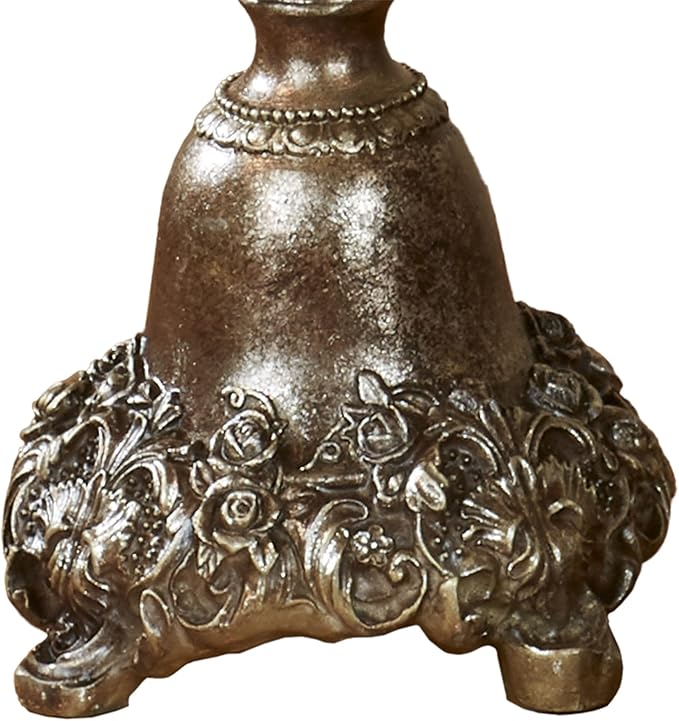 Touch of Class Victoria Acanthus Leaf Candleholders Set of 3 - Resin - Metallic Bronze, Silver - Candlesticks for Bedroom, Living Room, Mantel, Dining Room, Entryway, Foyer