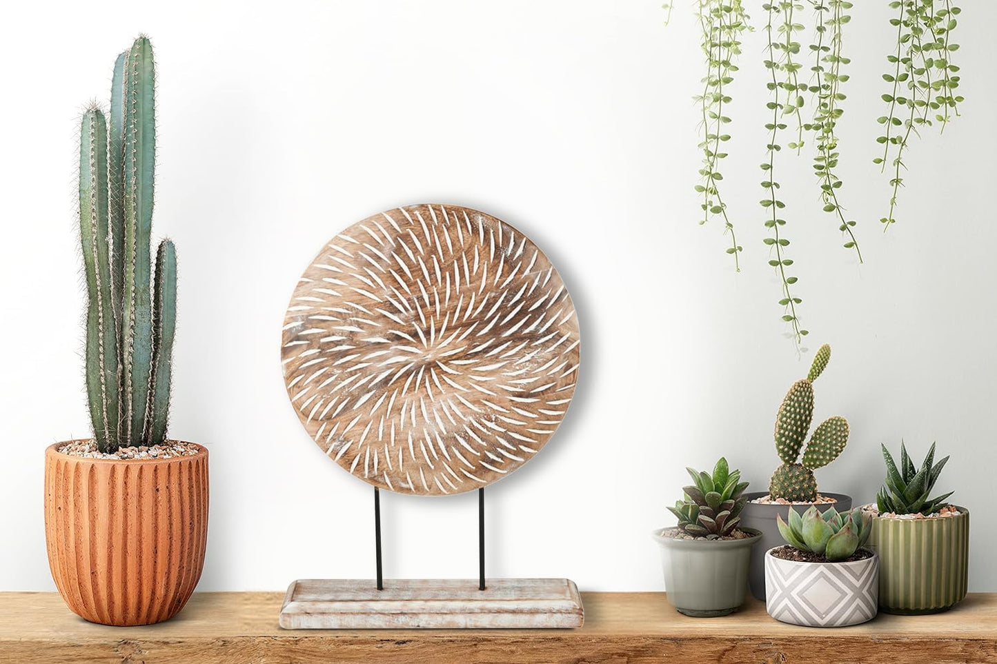 Farmhouse Table Sculpture Home Decor Statue Mandala Carved for Modern Home 10" x 14", Living Room, Fireplace Mantel Shelf, Table and Entryway Decor Stand KHST14