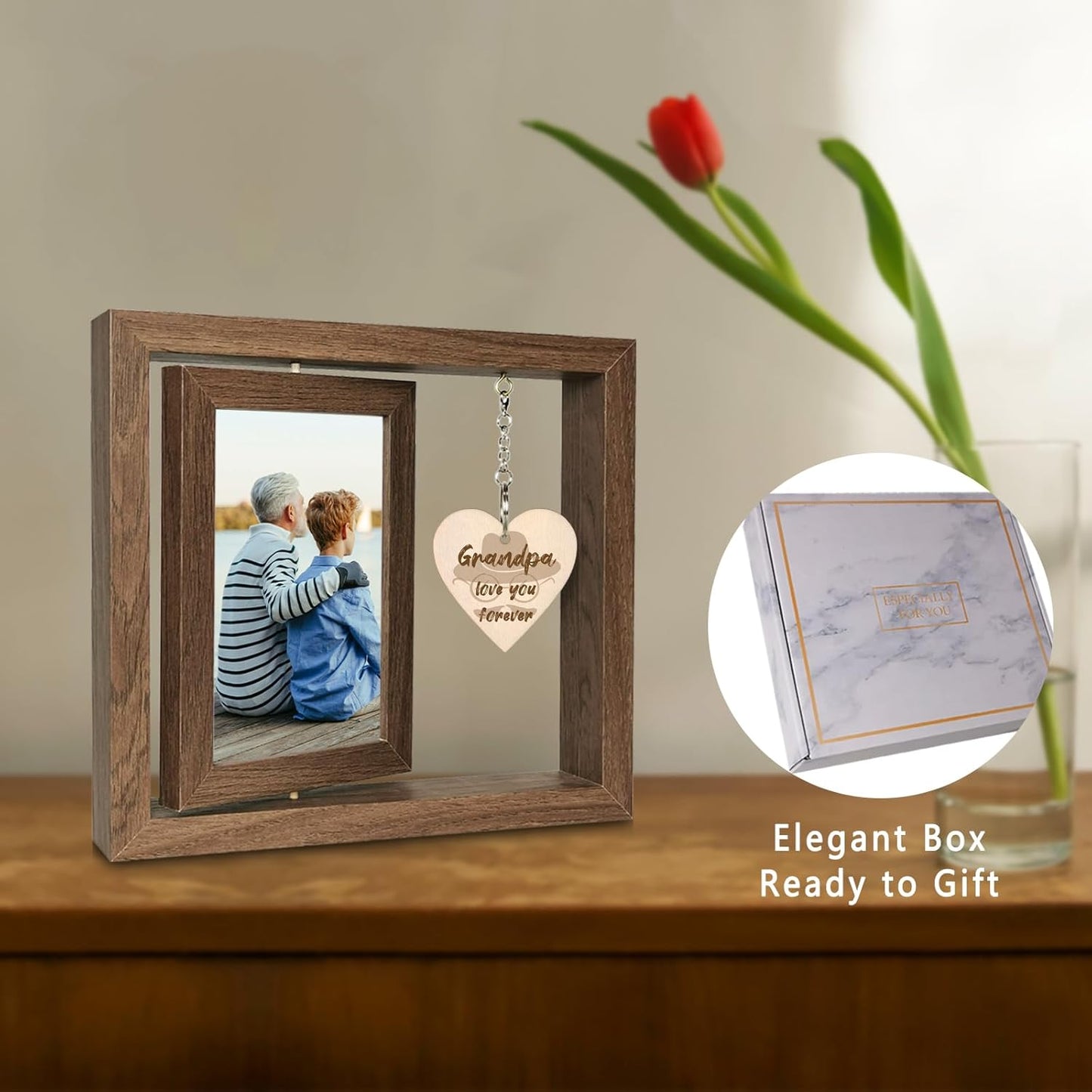 Grandpa Love You Forever Picture Frame Grandfather Birthday Father's Day Gifts from Grandchildren, Display Two 4x6