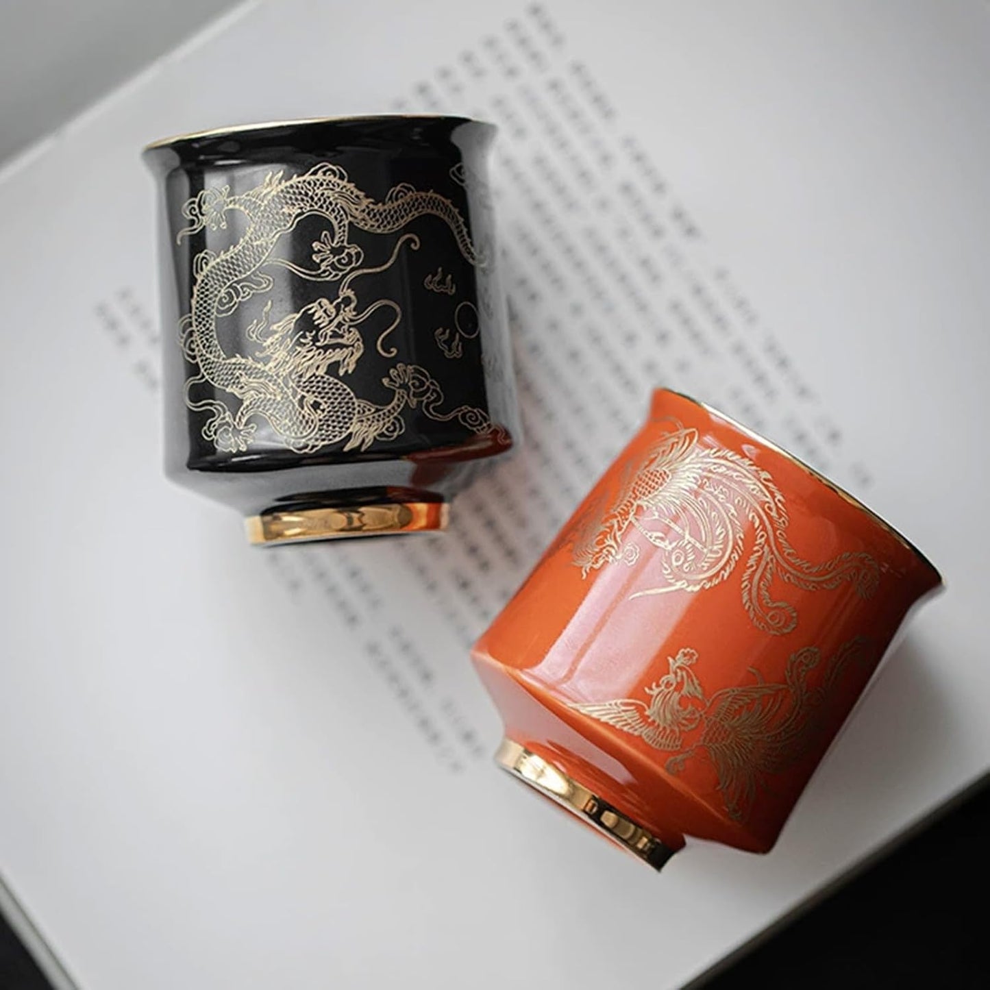 KAMMAK Ceramic Tea Cups Small, Cute Vintage Coffee Cup Set of 2, Porcelain Teacups Espresso Mug, 2.6oz Hand Painted Chinese Afternoon Tea Party Mugs, Birthday Gift for Women Men, Spring Beauty