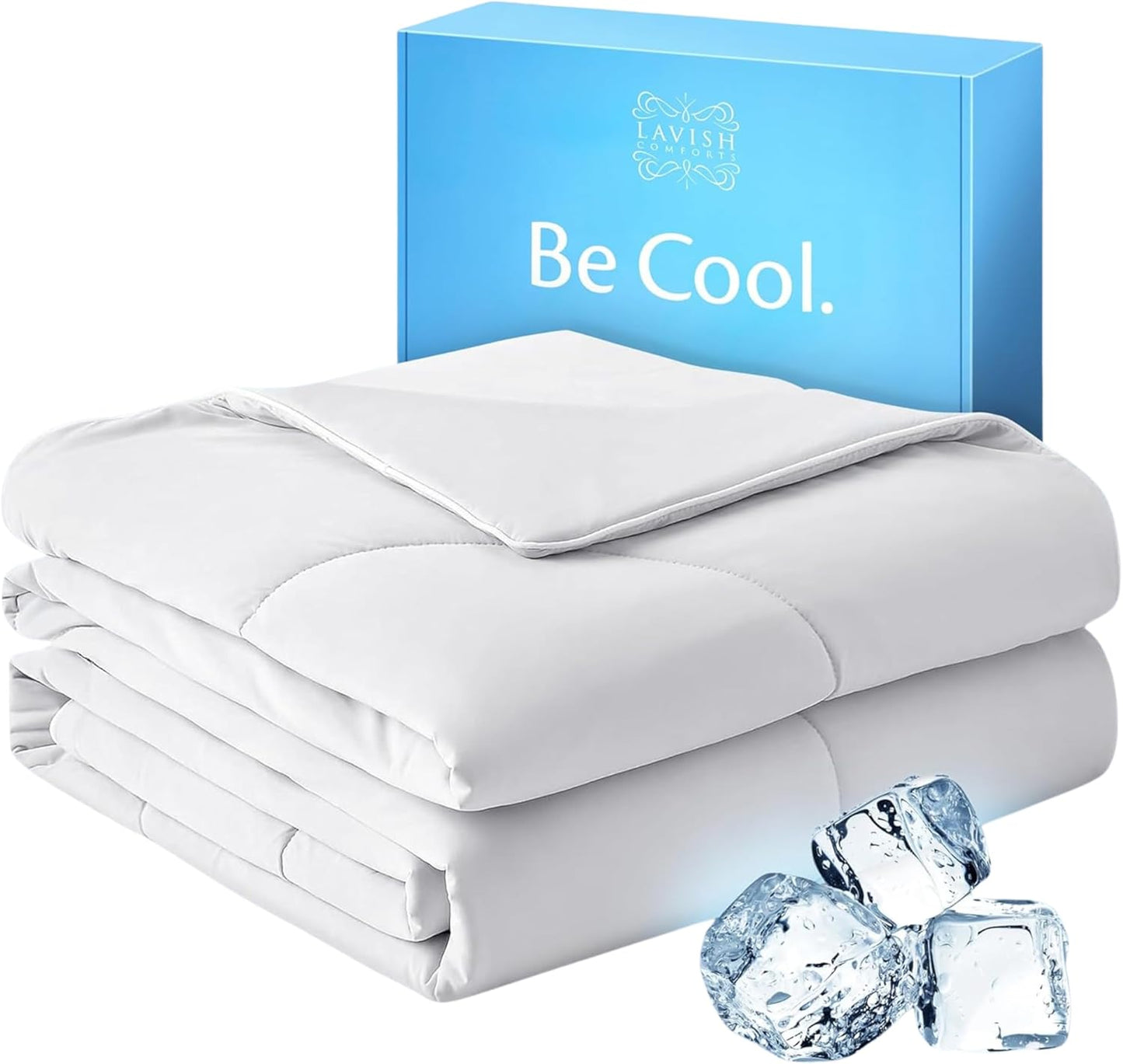 Lavish Comforts® Cooling Comforter Queen Size, Ice Blanket, Cool Comforters for Hot Sleepers, Summer Cooling Comforter, Lightweight Comforter Queen Cooling Blanket, Queen Grey 90"x90"