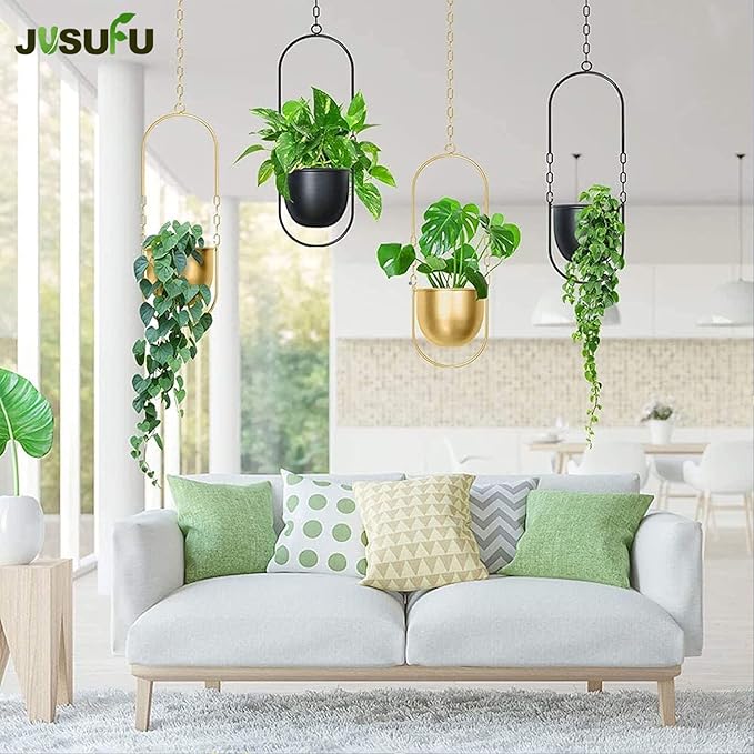 Metal Hanging Planters for Indoor & Outdoor, No Plant Included(Gold)