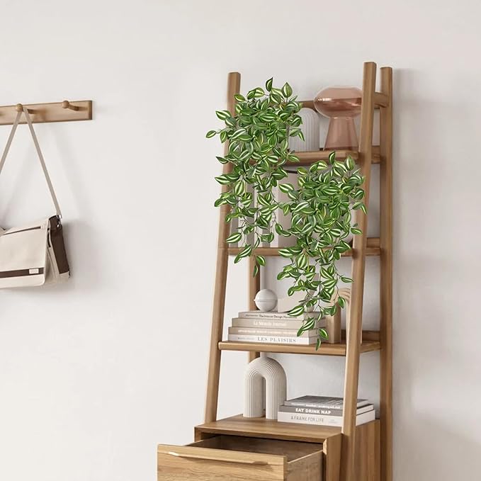 DILATATA Fake Hanging Plants Artificial Hanging Plants 22" Faux Wandering Jew Hanging Leaves Plants for Wall Shelf Home Indoor Outdoor Decor - 5 Pack