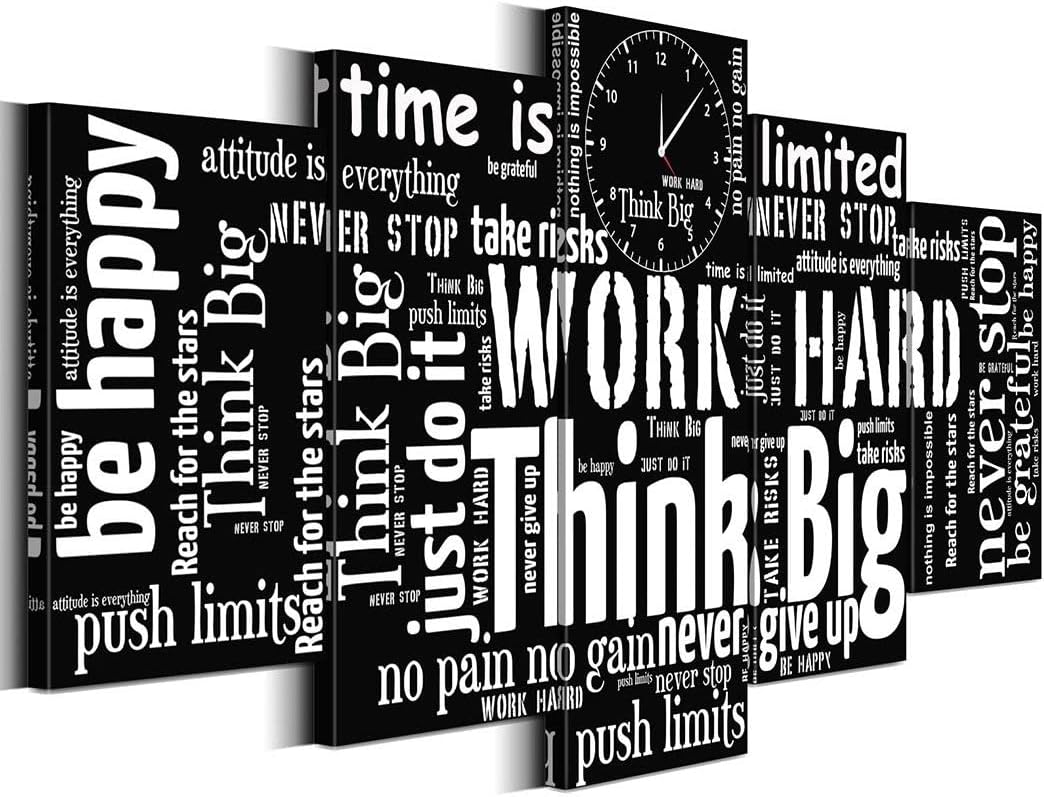 Biufo Inspirational Quotes Wall Art Canvas Painting Black White Motivational Words Pictured for Living Room Office Decor (X-Large)