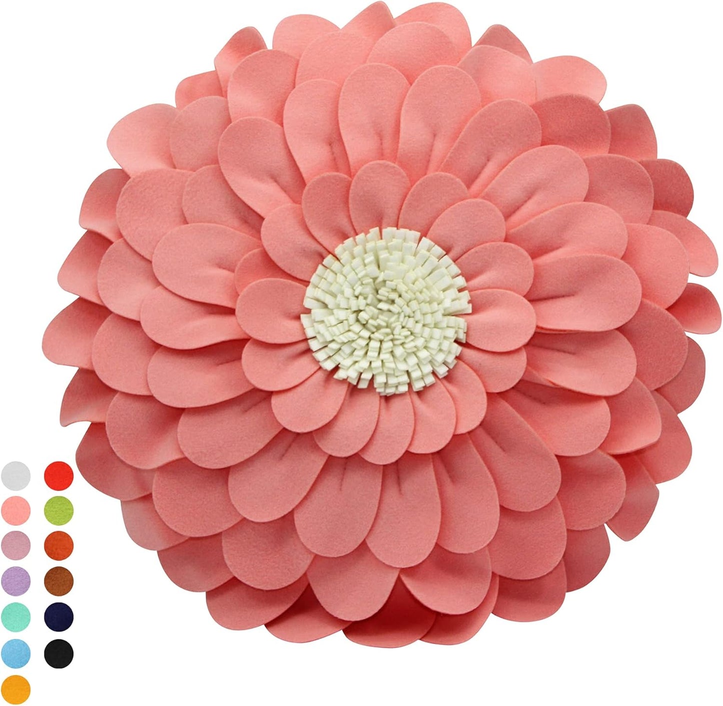 Decorative 3D Happy Daisy Throw Pillow - Patented Flower Shape Design - Soft & Cozy - Couch & Bed Round Pillow