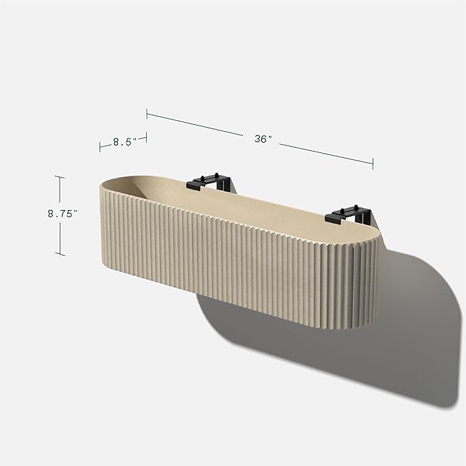 Veradek Demi Series Railing Planter - Hanging Planter Box for Windowsill/Balcony | Plastic-Stone Composite w/Railing Bracket | Modern Décor for Flowers