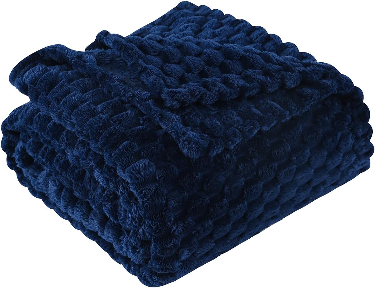 Blue Throw Blanket 50"×60" inches Gifts for Mom Fuzzy 3D Jacquard Decorative Flannel Fleece Super Soft Plush Cozy Blanket for Couch Sofa Chair Lightweight