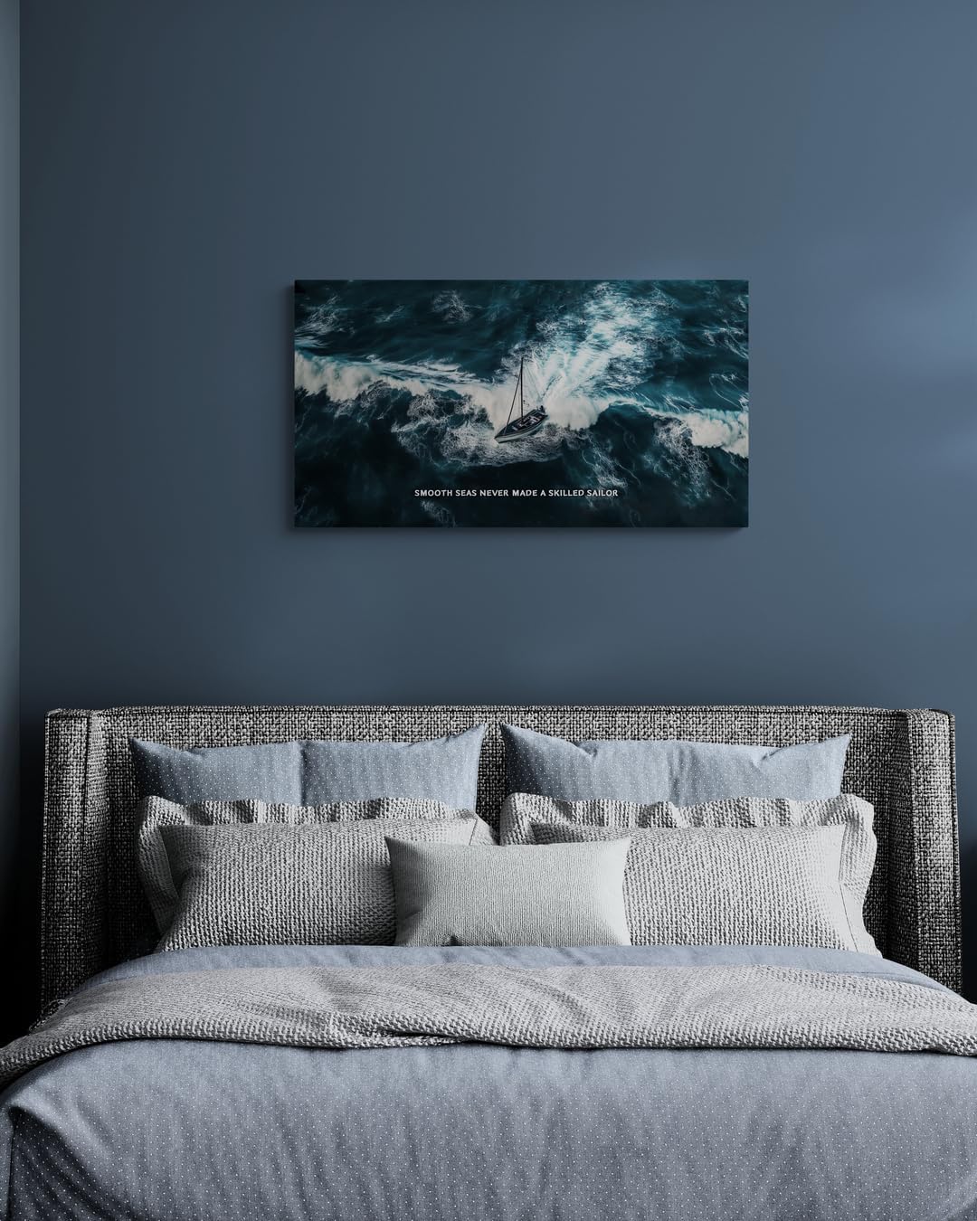 GoForArt Ocean Motivational Canvas Wall Art, Inspirational Sea Famous Quote Bedroom Living Room Decor, Positive Modern Landscape Mountain Office Dorm Room Poster Print (Skilled Sailor02, 12.00''x22.00'')