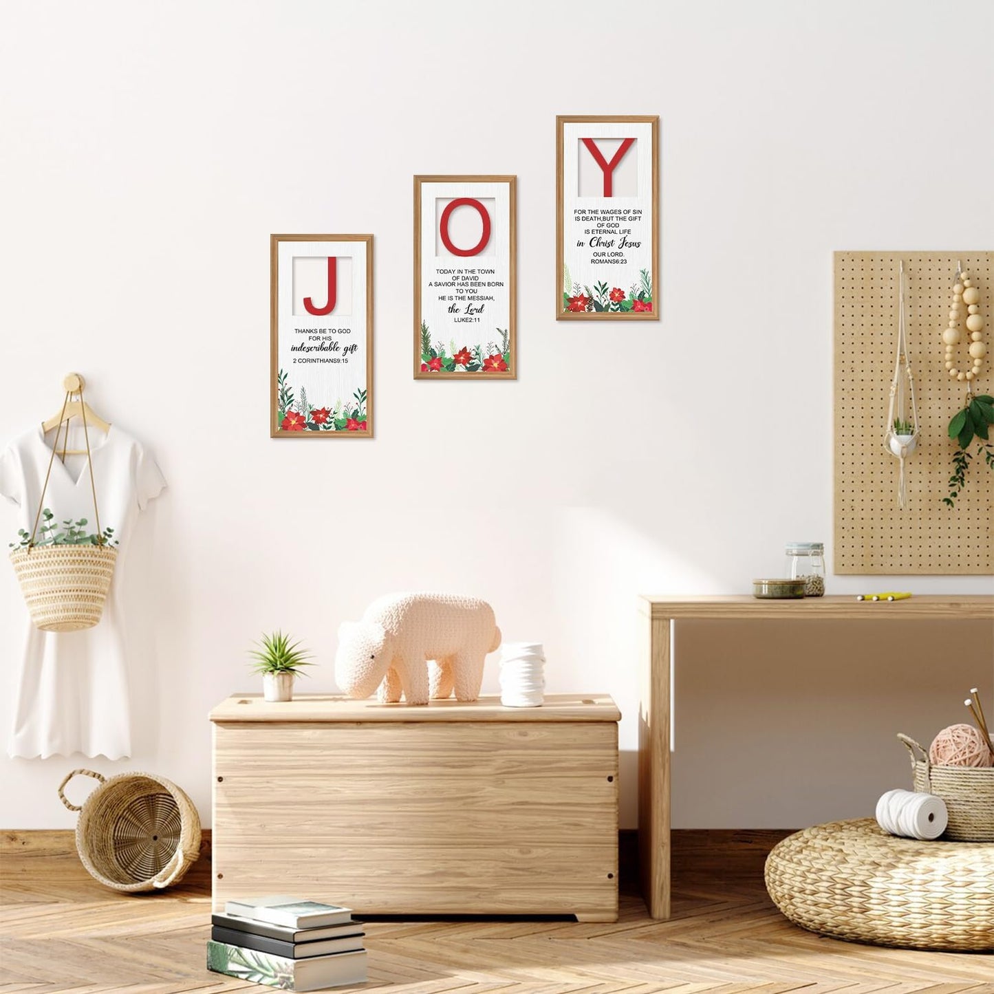 IARTTOP 3 Pcs Boho Scripture Wall Decor Bible Verse Wooden Wall Art Bohemian Minimalist Hanging Decor Religious Christian Artwork for Christmas Church Prayer Bedroom Decoration 7.9 x15.8 Inch