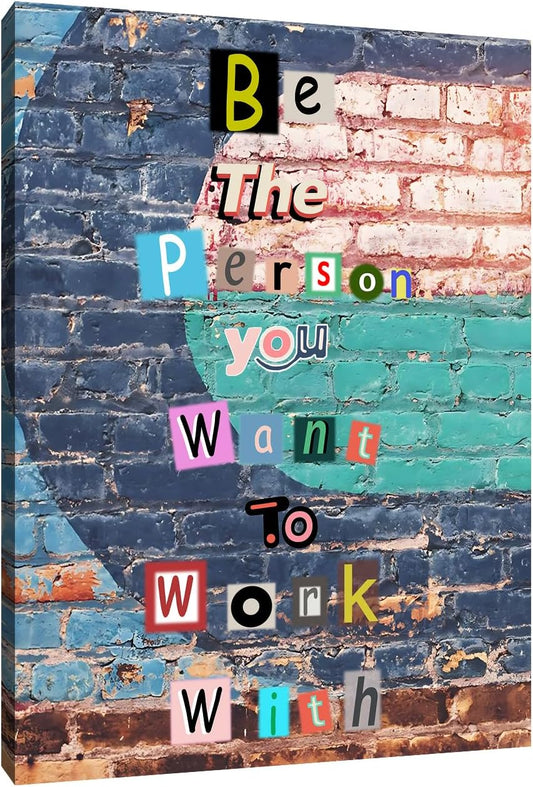 Inspirational Canvas Wall Art for Office Women Men Motivational Quotes Positive Theme Picture Painting Artwork for Modern Bedroom Classroom Workplace Gym Wall Decoration Ready to Hang [18''Hx24''W]