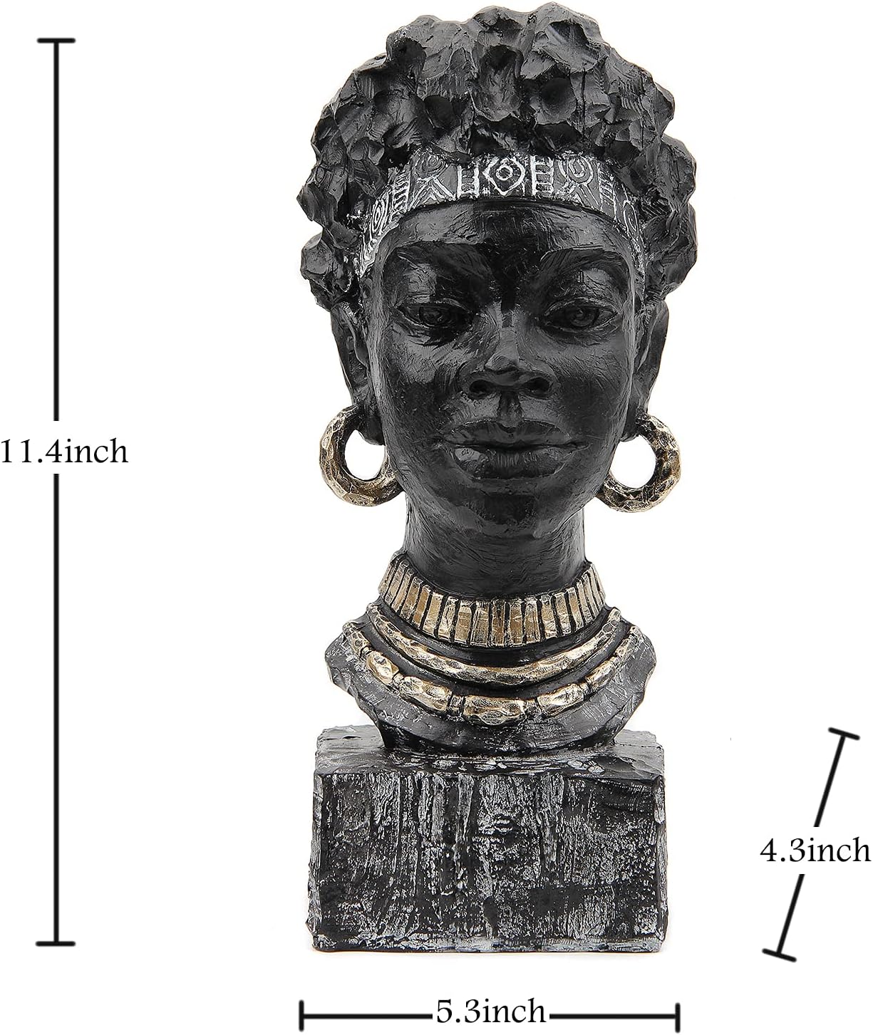 Leekung African Statues and Sculptures for Home Decor,African Figurines Head Statue Decorations for Home,African Art Sculptures Woman Statue Decor for Living Room Antique Black Color
