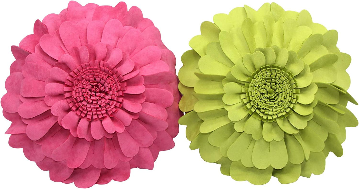 Contempo Lifestyles Flower Pillow – Decorative Pillow 3D Round Throw Pillows for Home Décor – Handmade Sweetheart Flower Pillow for Bed & Couch-Sunflower Pillow - 16 Inch Lime
