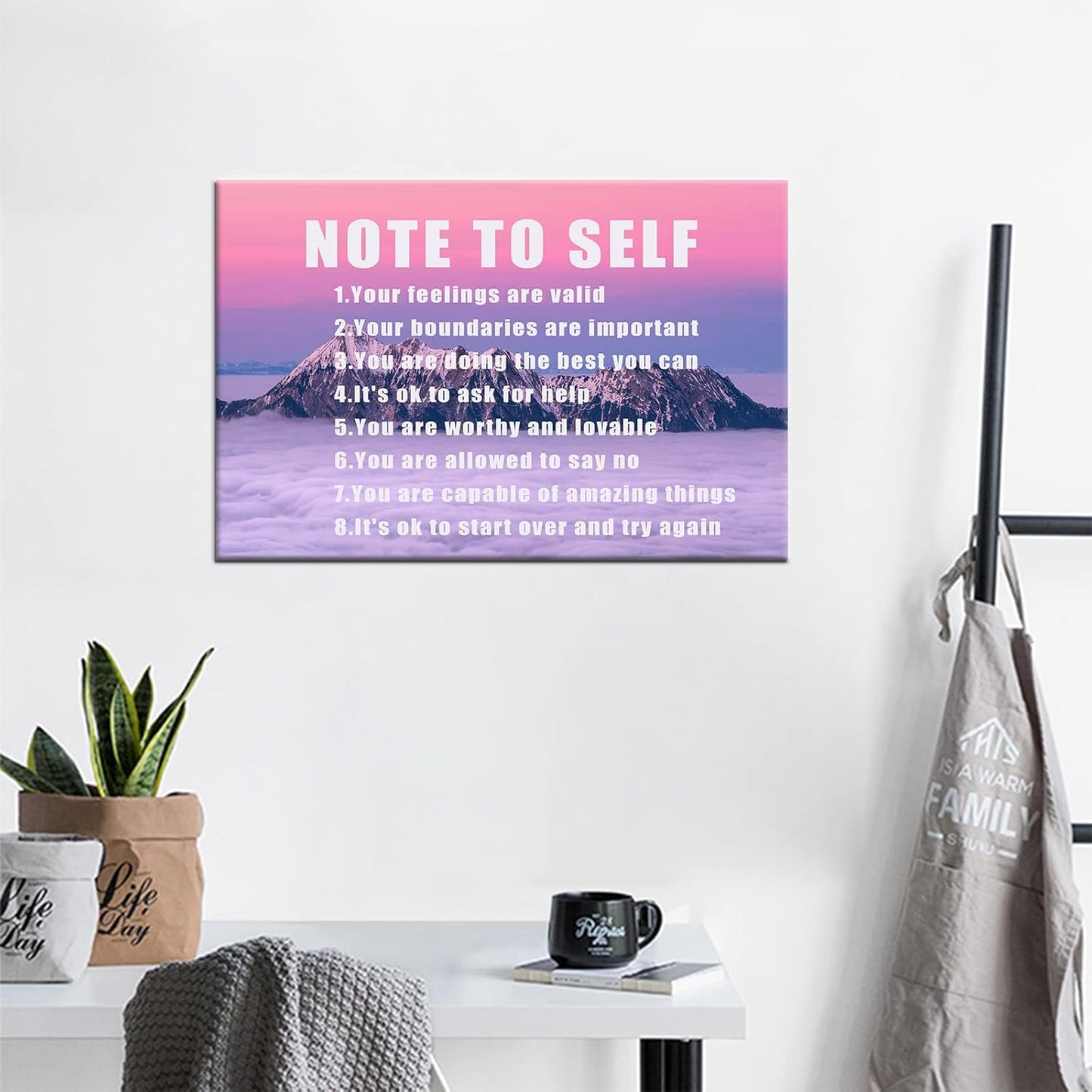 Inspirational Quotes Poster Wall Art Quotes Note To Self Picture Painting Print for Office Motivational Canvas Framed Artwork for Modern Home Bathroom Bedroom Decor [12''W X 18''H]