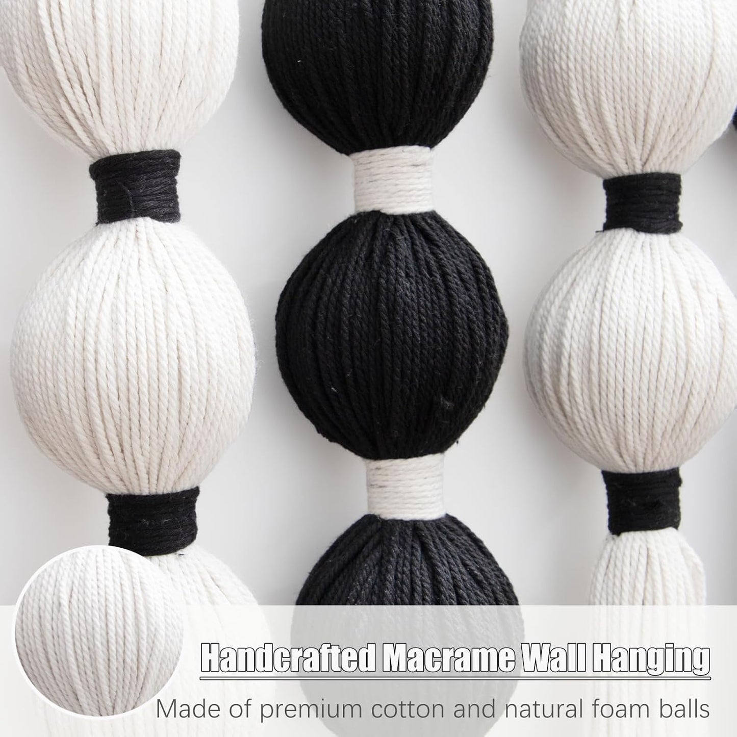 HYVAKUPPA Macrame Wall Hanging Large Boho Woven Tapestry Wall Decor Yarn Art Bohemian Handwoven Sphericity Cotton Textile Tapestry for Living Room Bedroom