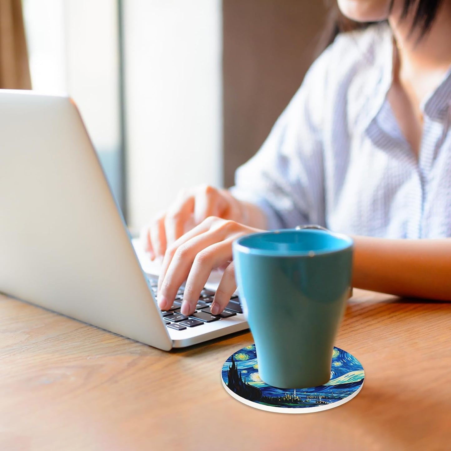 Coasters for Drinks Absorbent with Holder,Abstract Starry Sky Sets of 6 Durable Cup Coaster for Coffee Table Protection,Great Housewarming Birthday Gifts,Home Decor