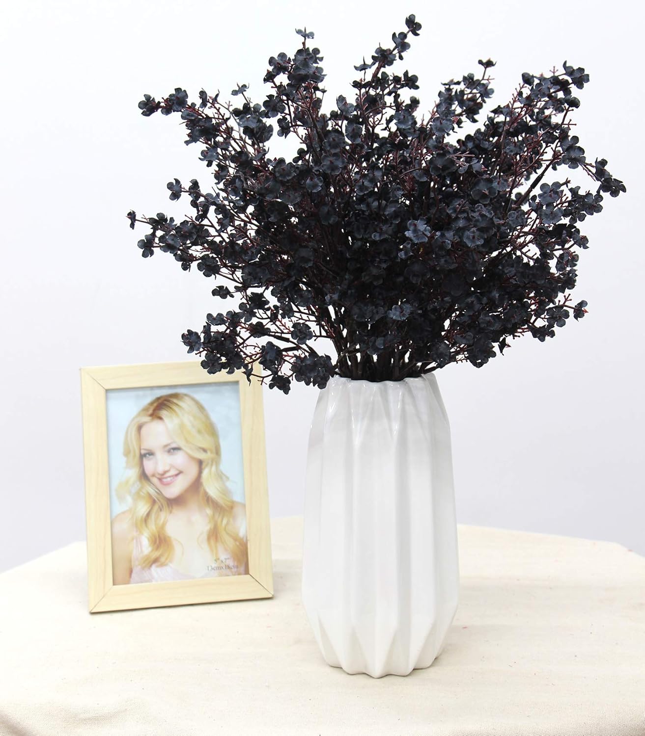 JAKY-Global Babys Breath Fabric Cloth Artificial Flowers 12 Bundle European Fake Silk Plants Decor Wedding Party Decoration Bouquets Real Touch DIY Home Garden (Black-12pcs)