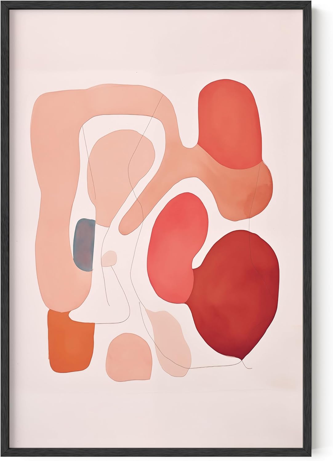 HAUS AND HUES Colorful Abstract Wall Art - Minimalist Retro Picture for Living Room Decor, Red and Pink Modern Wall Art Painting (Pink Abstract Shapes, Unframed, 24x36)