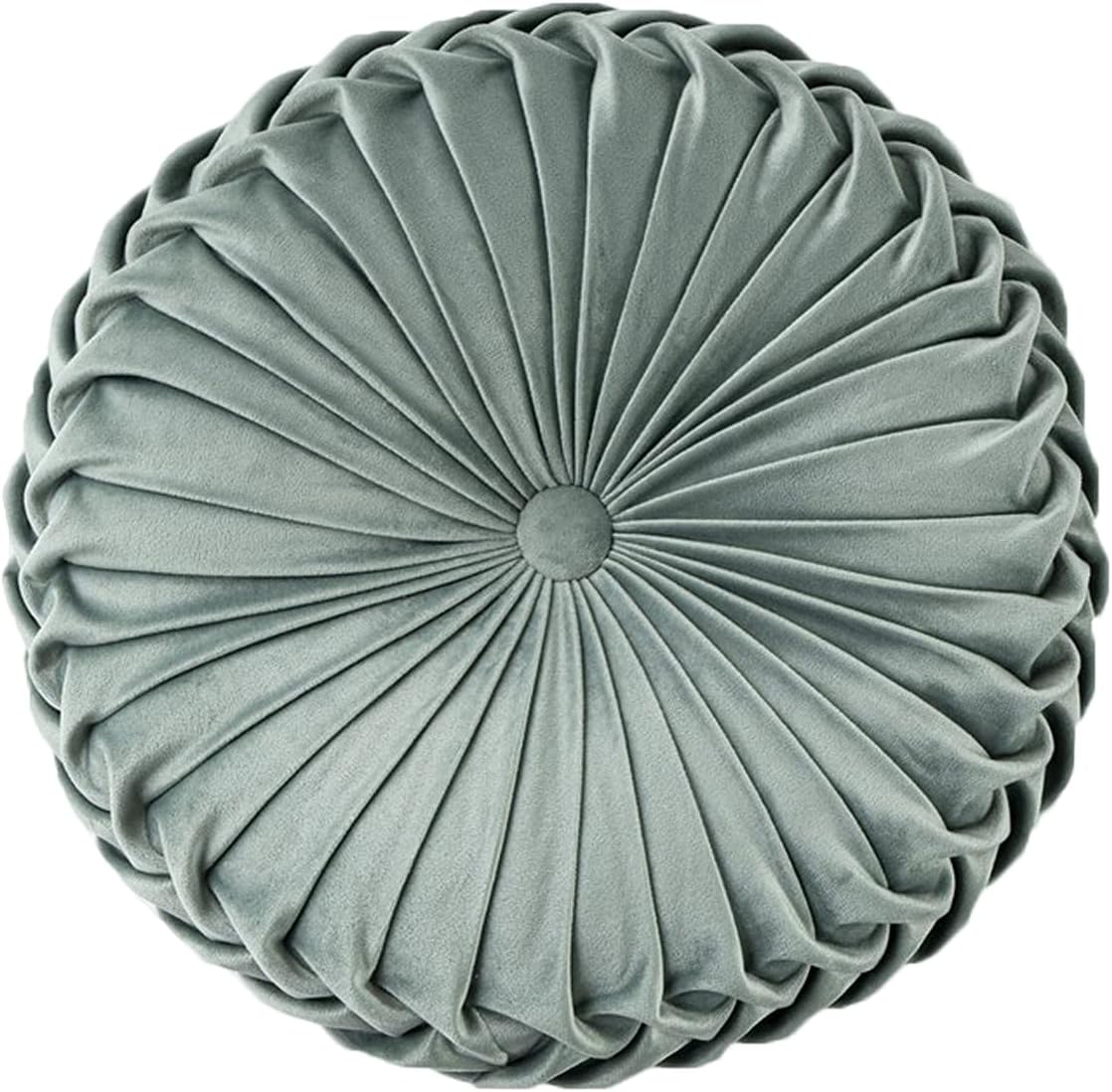 HLOVME Throw Pillow for Couch Decorative 3D Pumpkin Round Velvet Cushion for Sofa Bed Chair Floor 15”X15”, Light Green