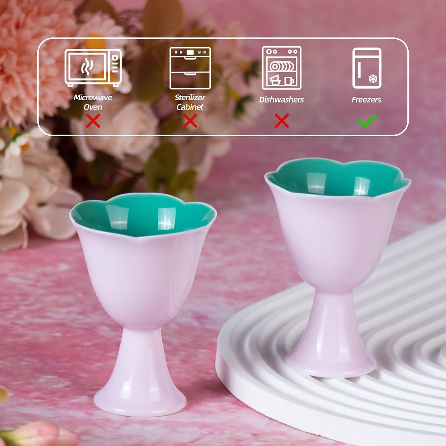 KAMMAK Ceramic Tea Cups Small, Cute Vintage Coffee Cup Set of 2, Porcelain Teacups Espresso Mug, 1.3oz Hand Painted Chinese Afternoon Tea Party Mugs, Birthday Gift for Women Men, Apricot Turquoise