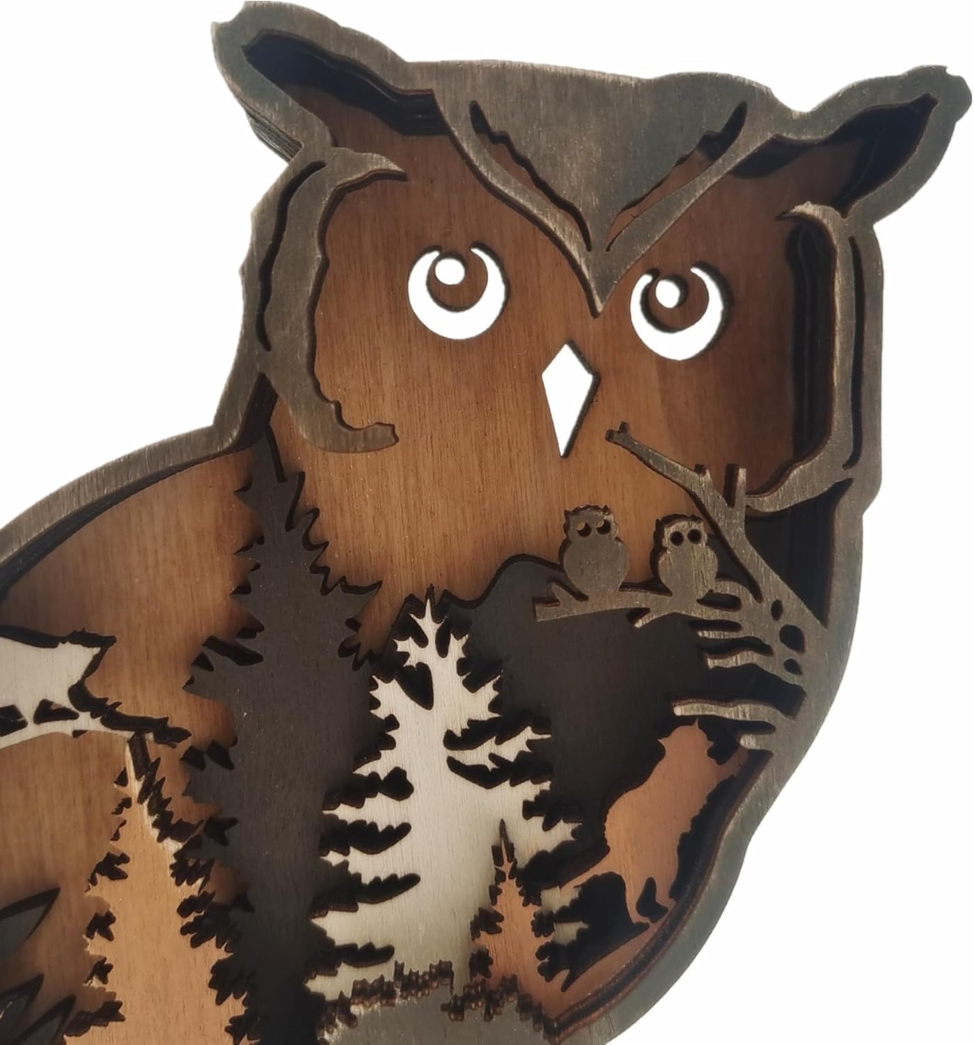 Forest Animal Desk Art Decor Wooden Farmhouse Table Decoration, Cabin Decor, Nursery Decor Mountain Decor for Bedroom Living Room (Owl)