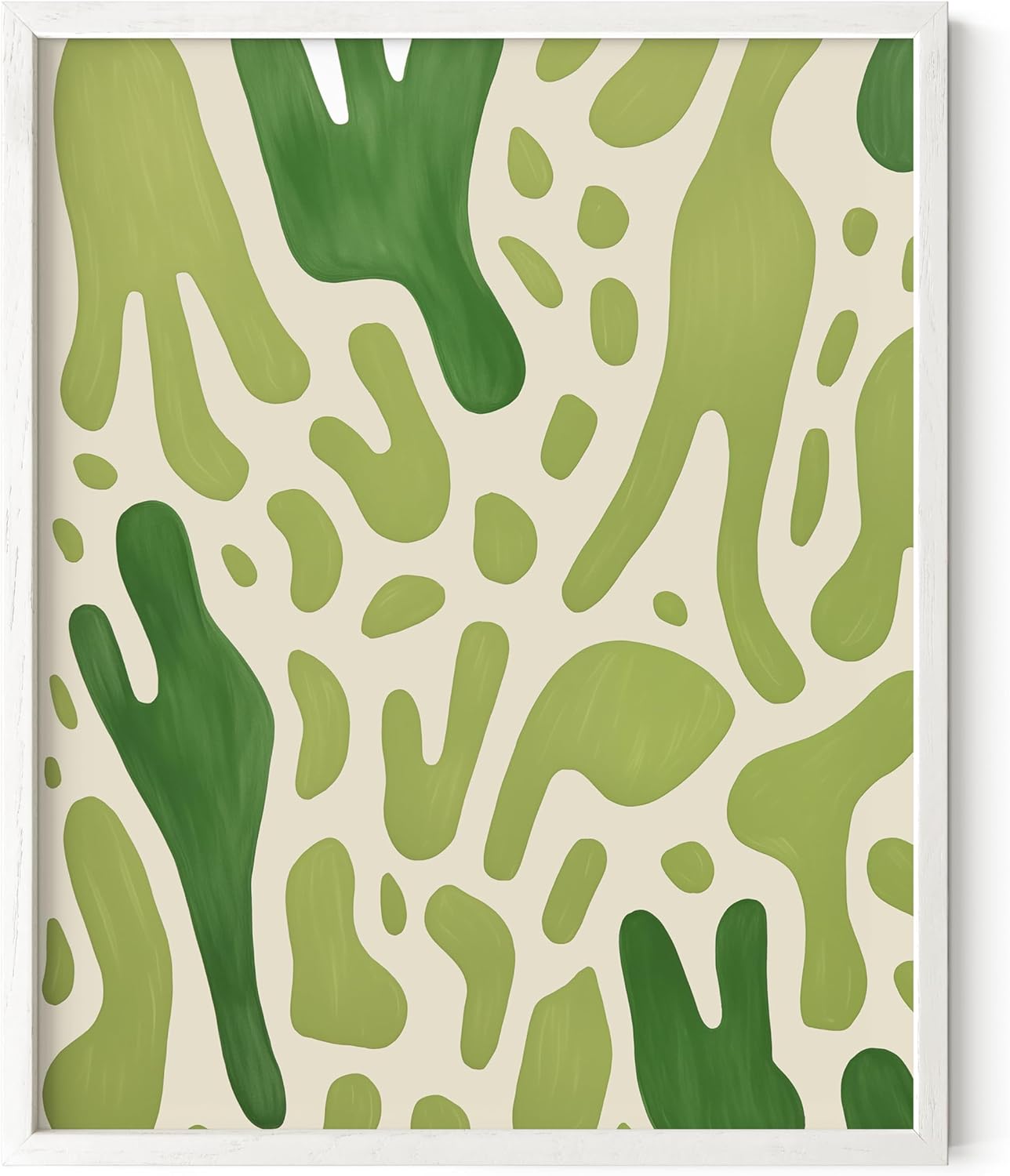 HAUS AND HUES Modern Abstract Wall Art - Blue and Green Living Room Art, Modern Artwork for Walls, Minimalist Picture for Living Room(Green Pattern, White Frame, 8x10)