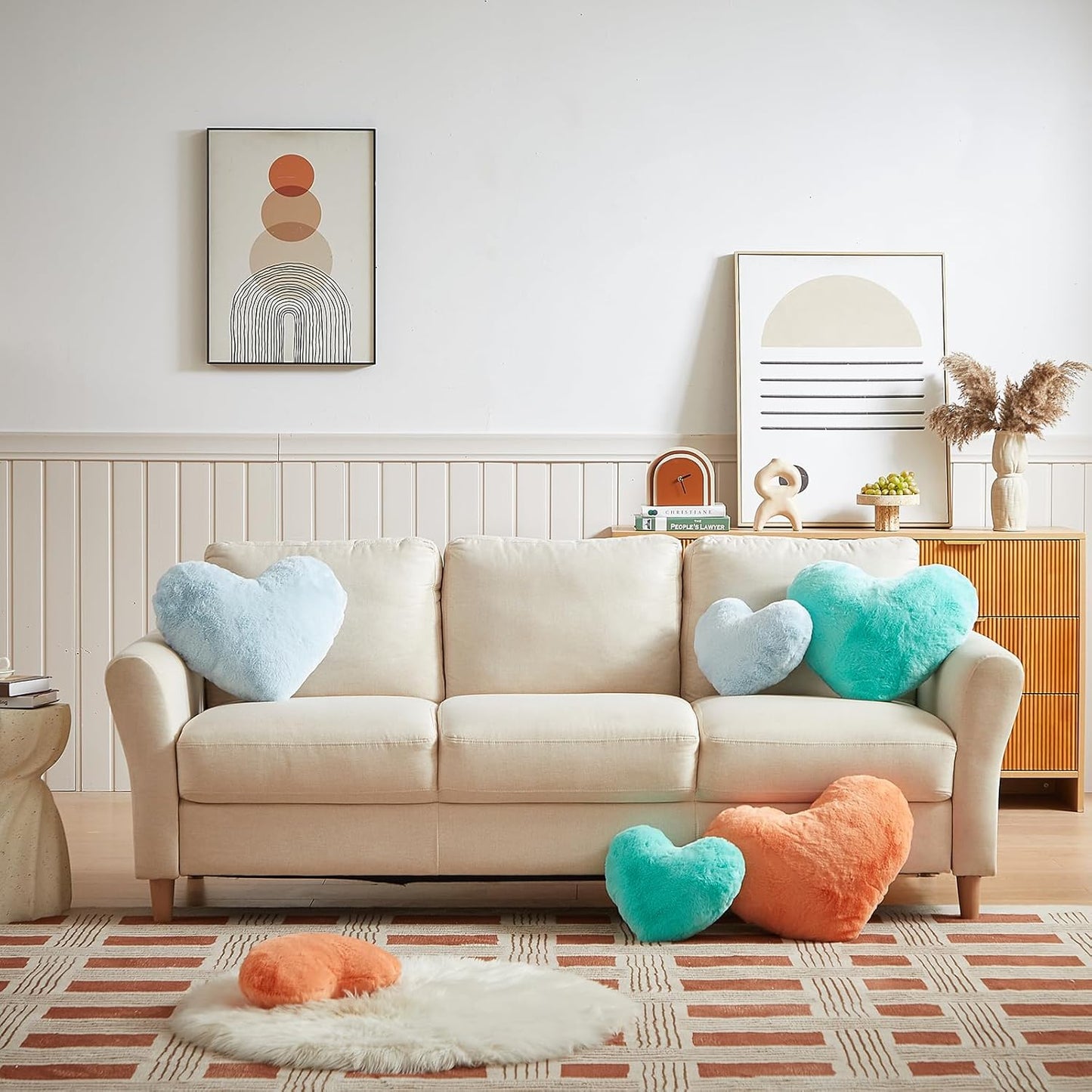 EastTree Heart Pillows, Light Blue Heart Shaped Pillows, Ultra Soft Extra-Large Fluffy Pillows, Love Throw Pillows Gifts, Women Girls Living Room Decor 15x18 Inch