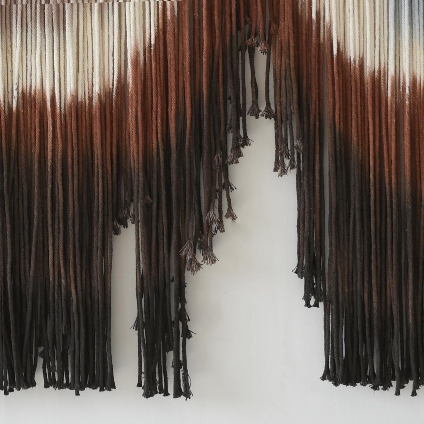 Flber Macrame Wall Hanging Handmade Dip Dye Boho Tapestry for Bedroom, Living Room, Dorm Large Woven Cotton Wall Art Decor, Aesthetic Bohemian Home Decoration 57" Wx35 L