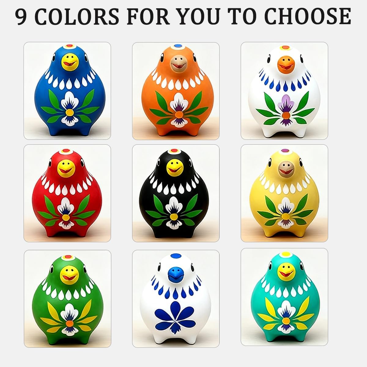 Decorative Clay Bird Figurines Hand-Painted Folk Art Design Collectible Smal Figurines Holiday Birthday Couples Friend Unique Gift Idea Decorative Home Art Table Bring Good Luck (White)