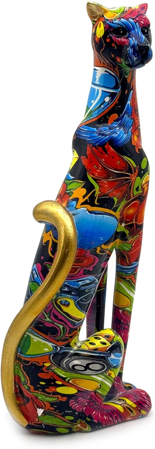 Colorful Leopard Statue Art Figurine Sculpture Collectible Gifts for Leopard Lover Office Home Decor Desk Accessories Decoration Garden Figurines Outdoor Decor (Color C)